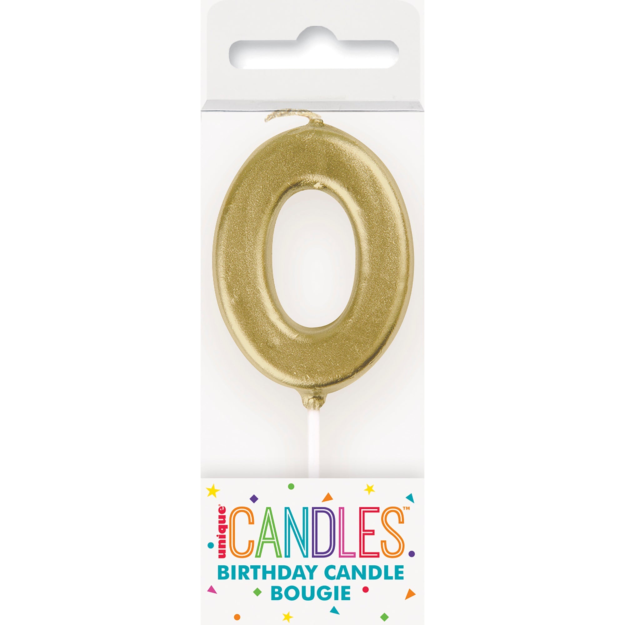 Age 0 Mini Gold Numeral Pick Birthday Candle 3in