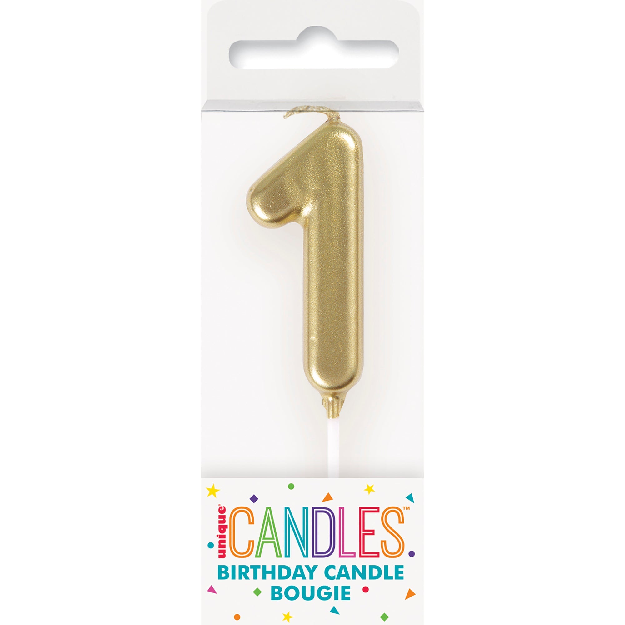 Age 1 Mini Gold Numeral Pick Birthday Candle 3in