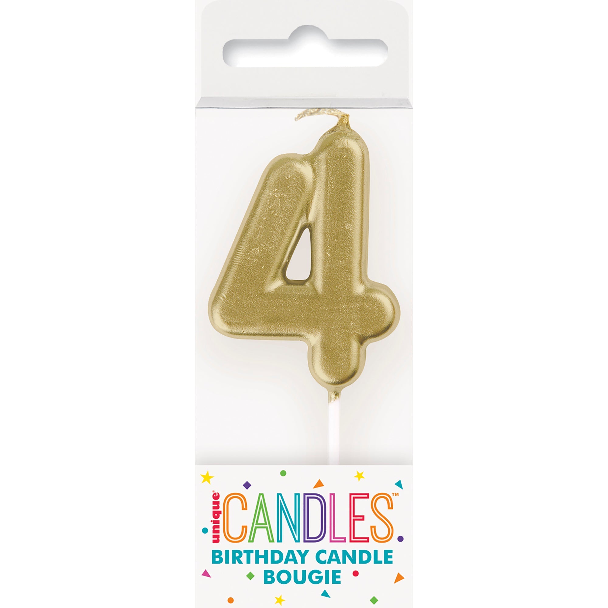 Age 4 Mini Gold Numeral Pick Birthday Candle 3in