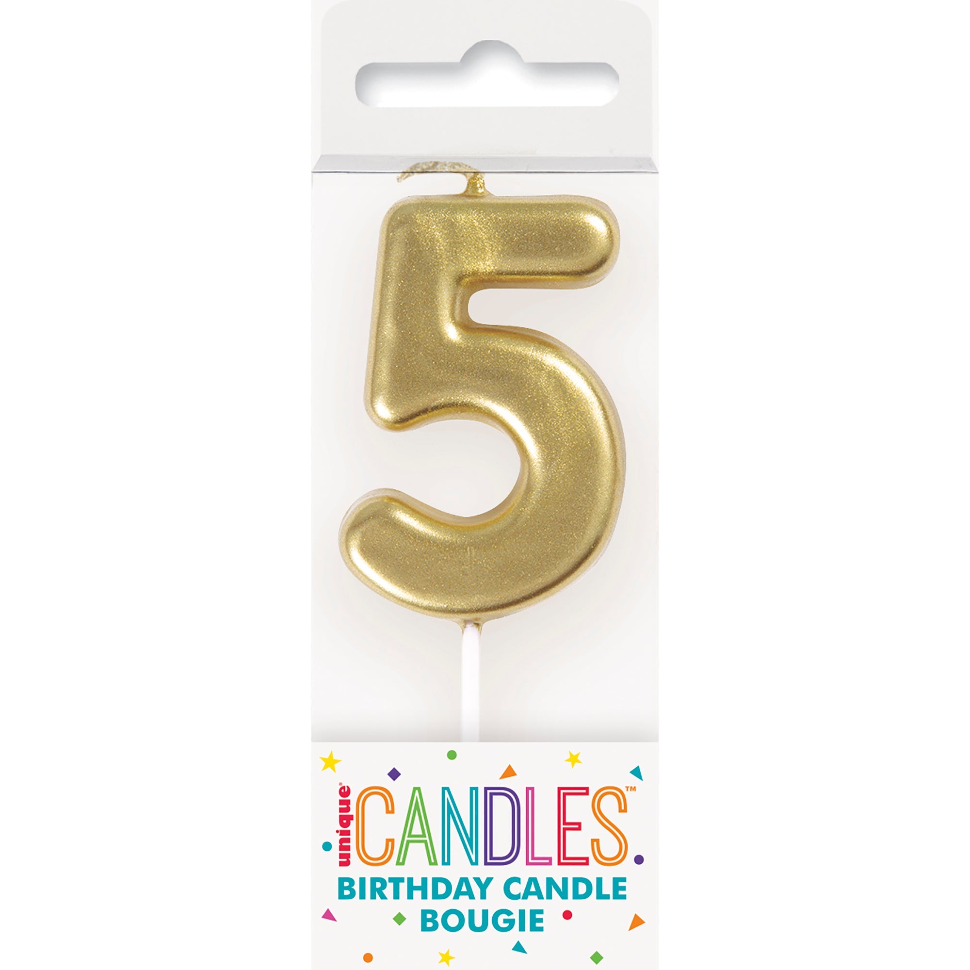 Age 5 Mini Gold Numeral Pick Birthday Candle 3in