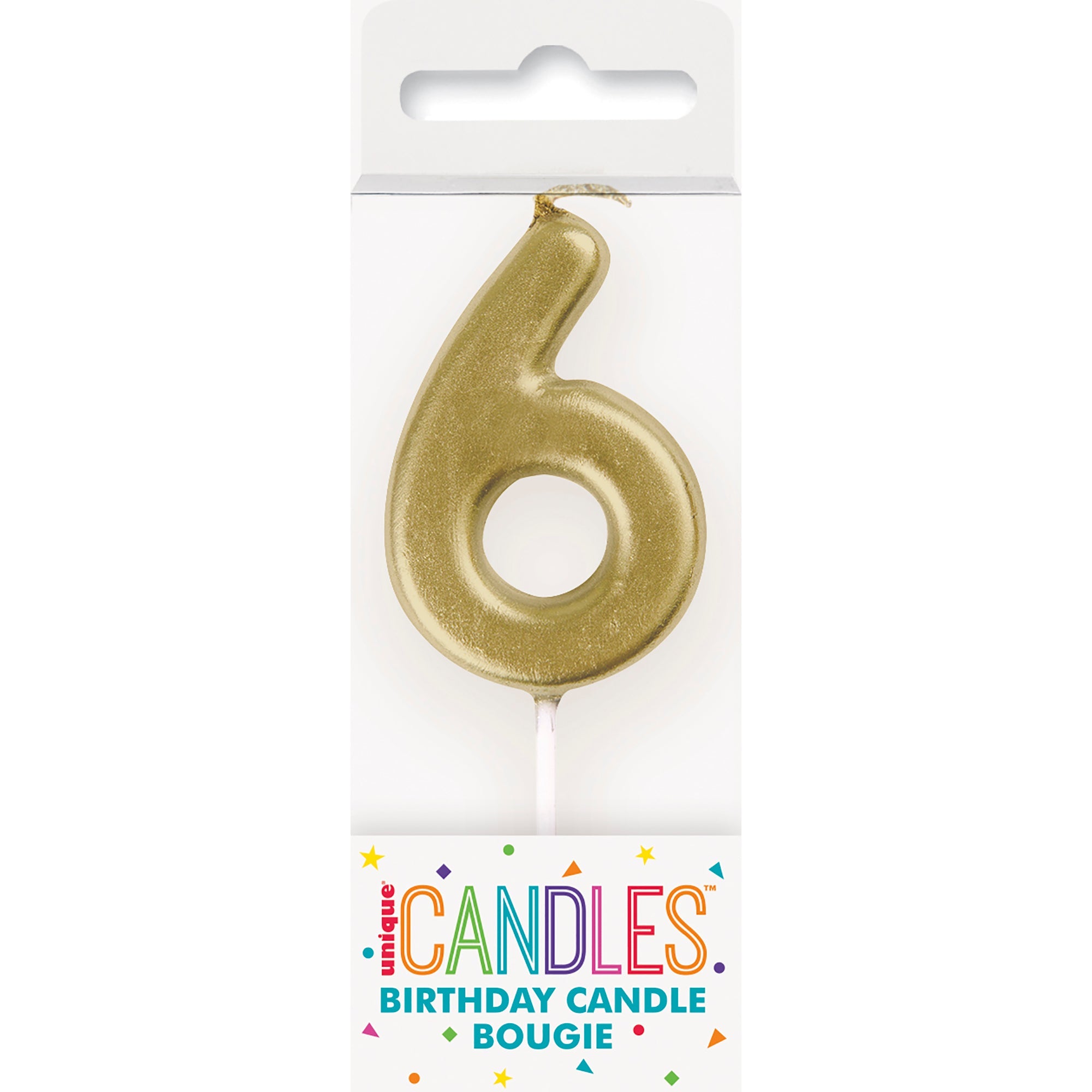 Age 6 Mini Gold Numeral Pick Birthday Candle 3in