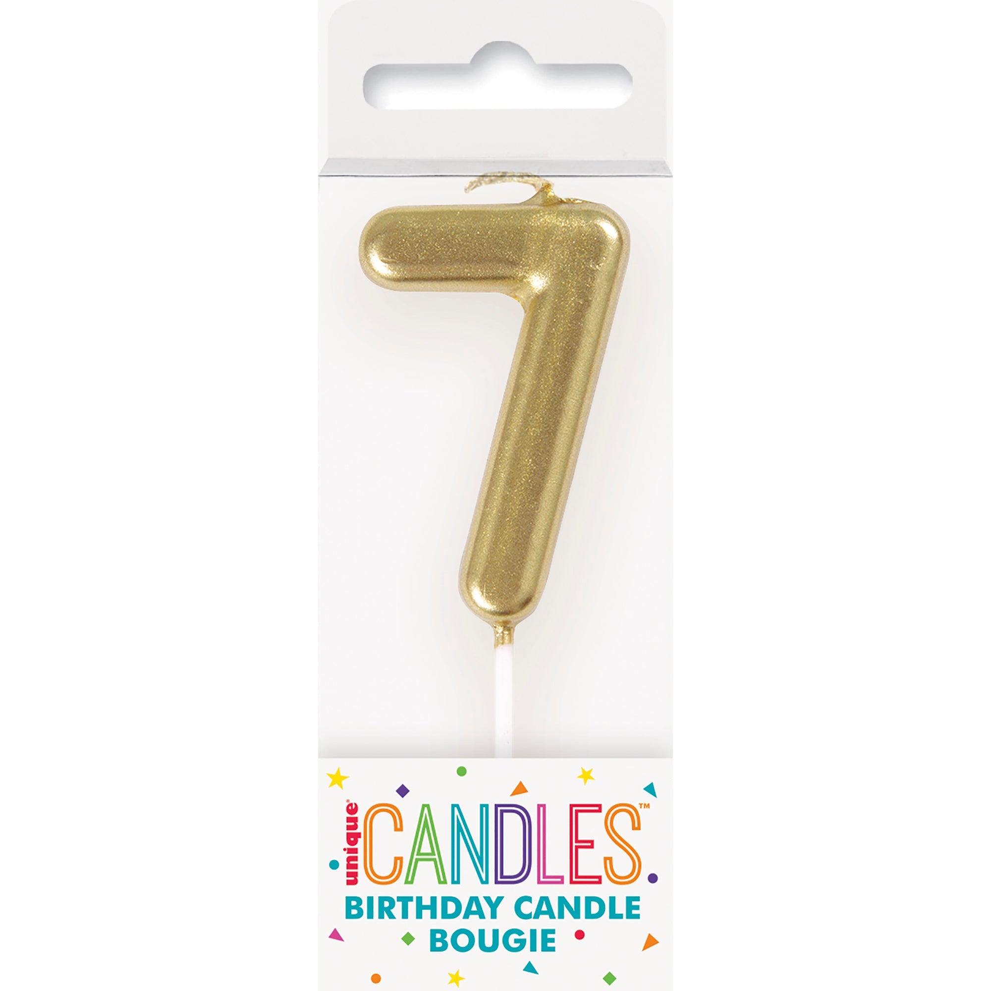 Age 7 Mini Gold Numeral Pick Birthday Candle 3in