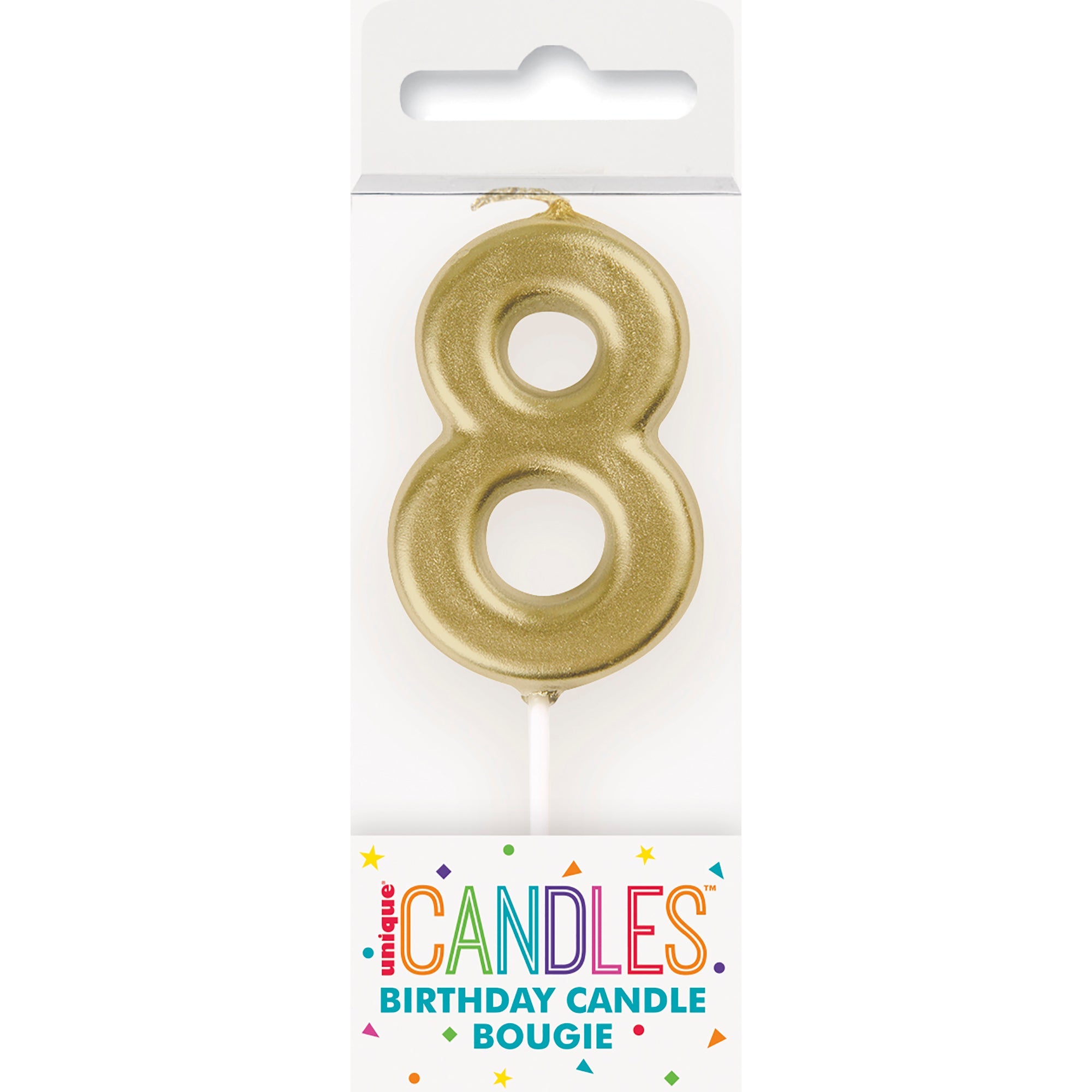 Age 8 Mini Gold Numeral Pick Birthday Candle 3in