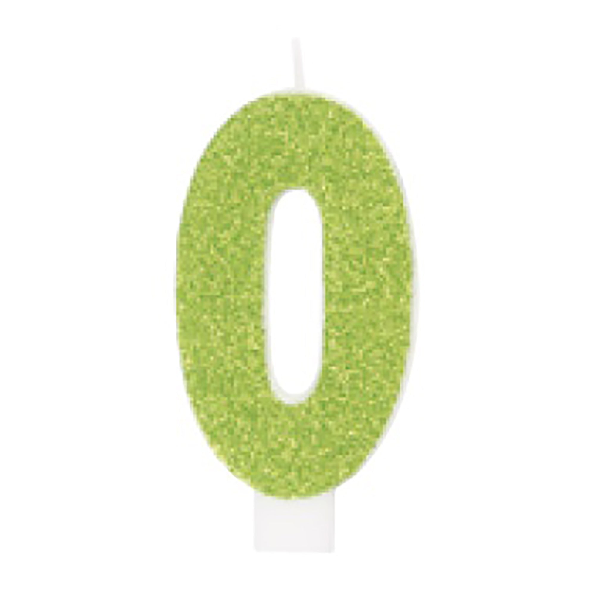Age 0 Numeral Candle Printed One Side Glitter Red or Blue or Green or Gold 3.25in