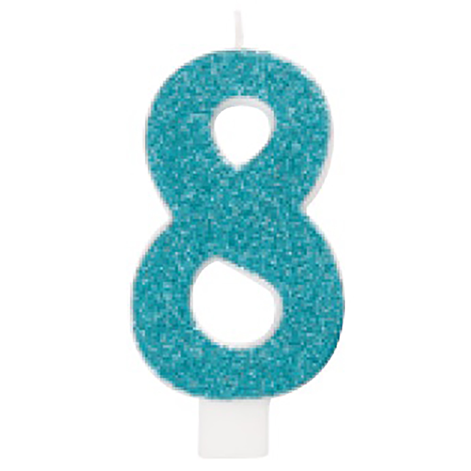 Age 8 Numeral Candle Printed One Side Glitter Red or Blue or Green or Gold 3.25in