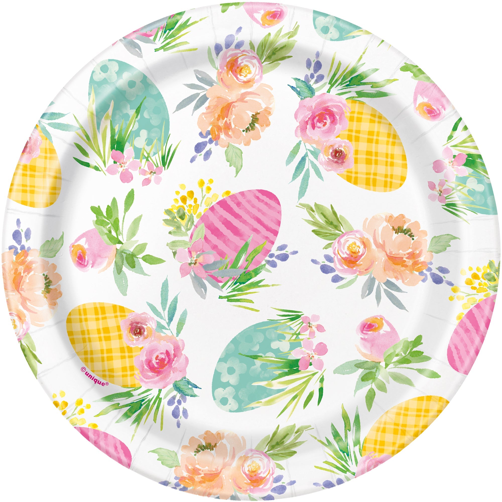 Watercolor Pastel Easter 8 Round Paper Plates 7in