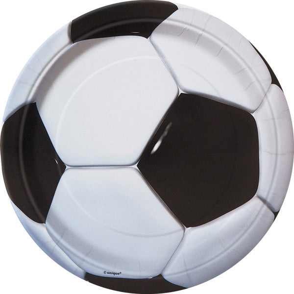 3D Soccer 8 Round Paper Plates 7in