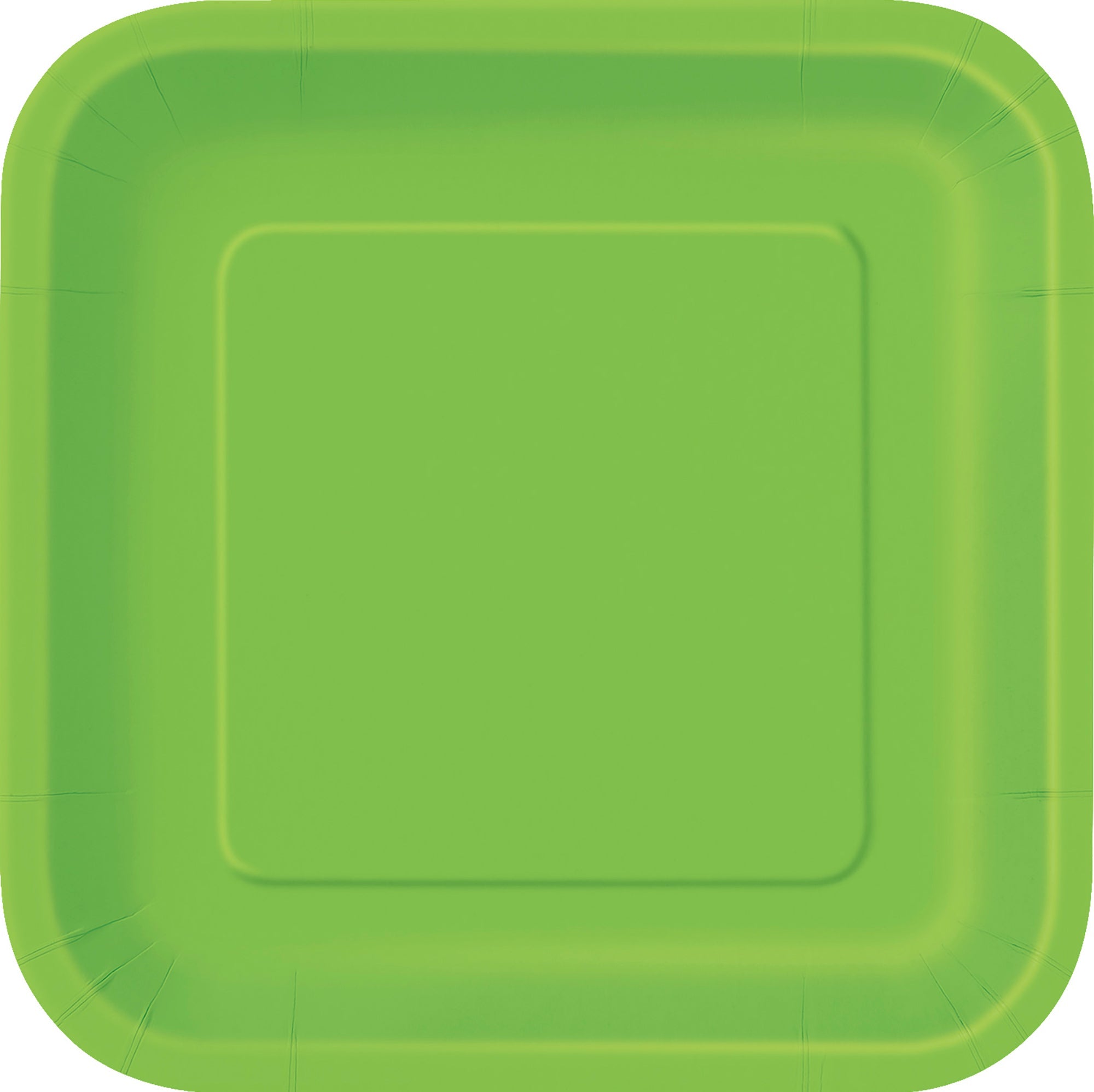 16 Square Paper Plates Lime Green 7in