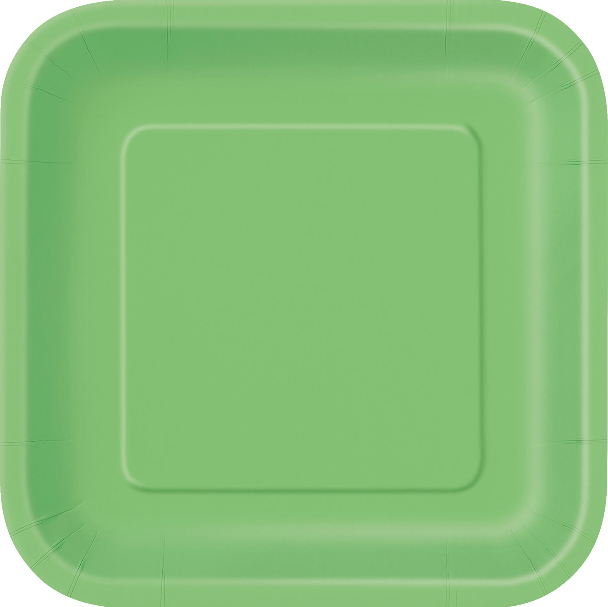 14 Square Paper Plates Lime Green 9in