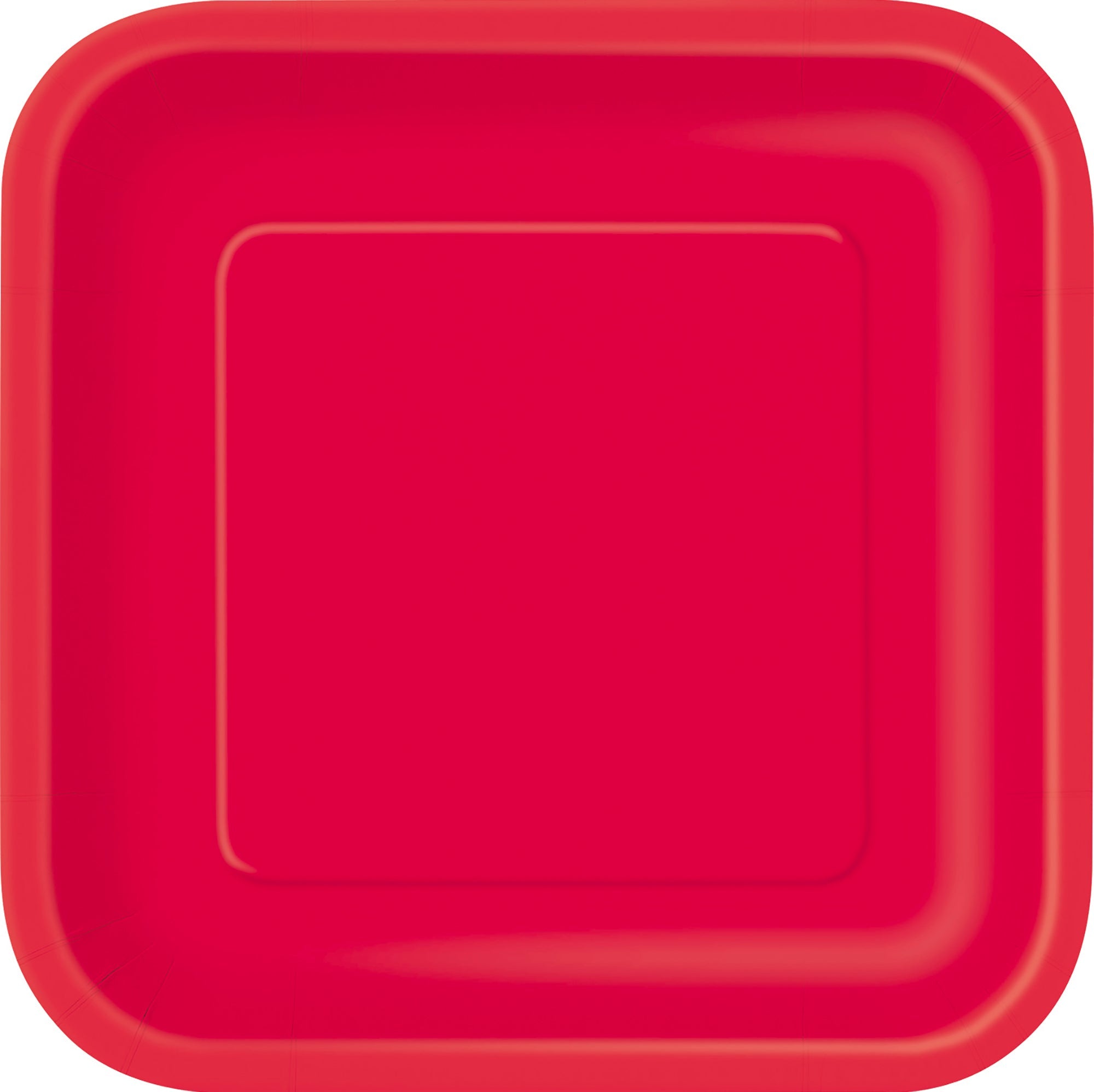 16 Square Paper Plates Ruby Red 7in