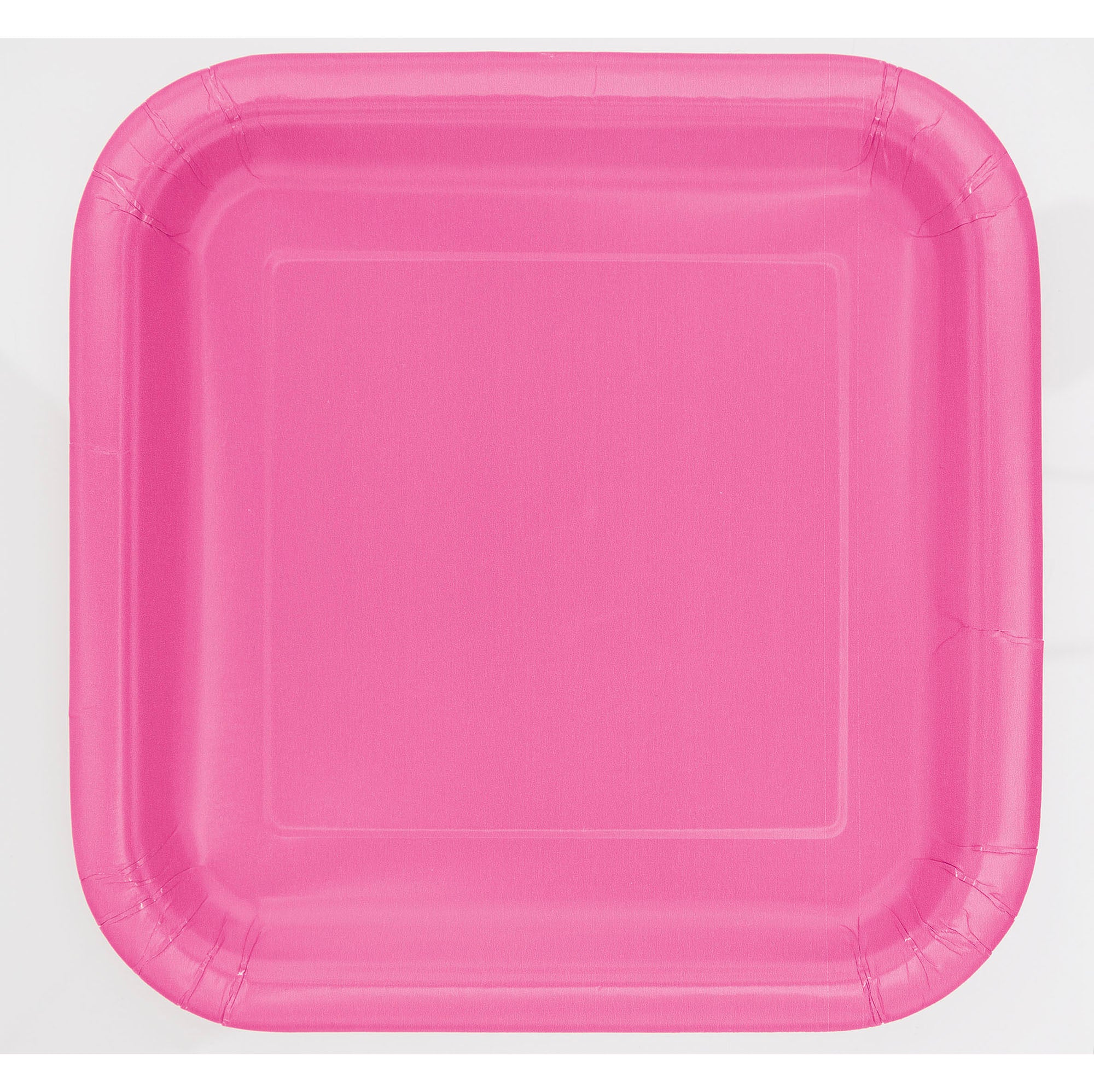 16 Square Paper Plates Hot Pink 7in