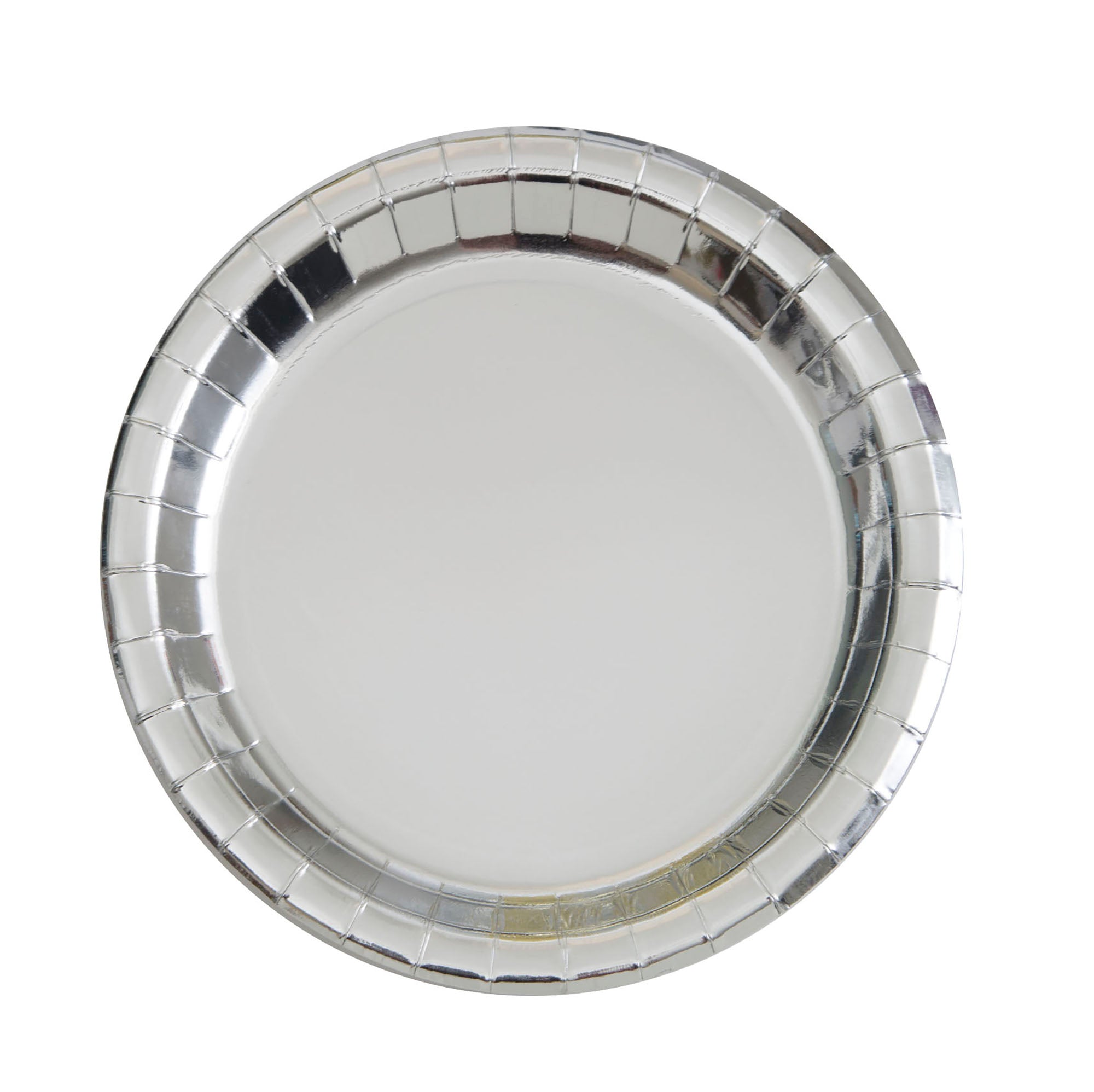 8 Round Paper Plates Metallic Silver 9in