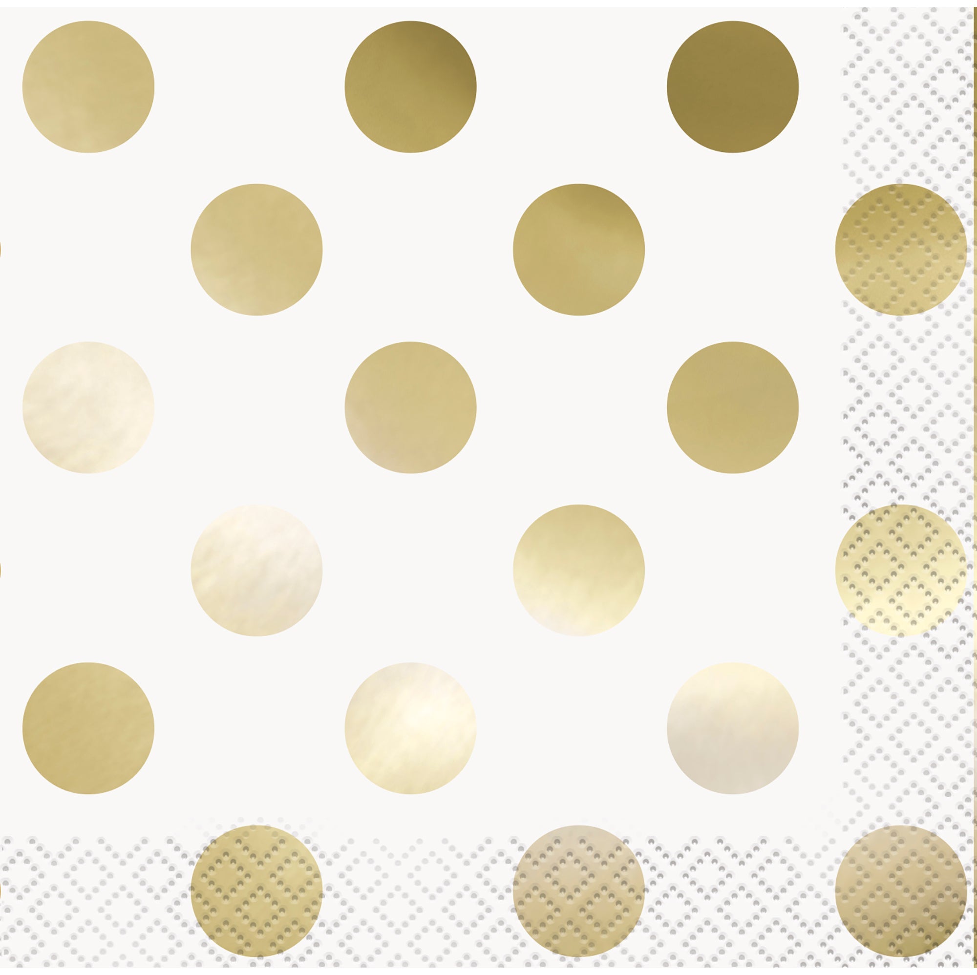 16 Gold Polka Dots Beverage Napkins 9.75x9.75in