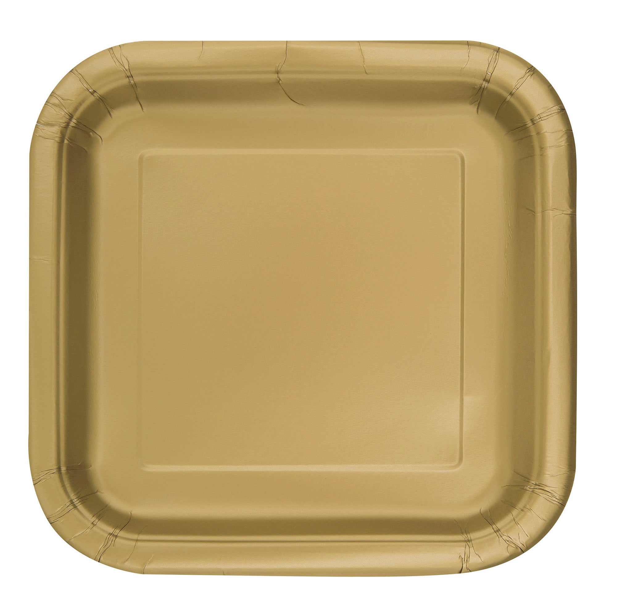 16 Square Paper Plates Gold 7in