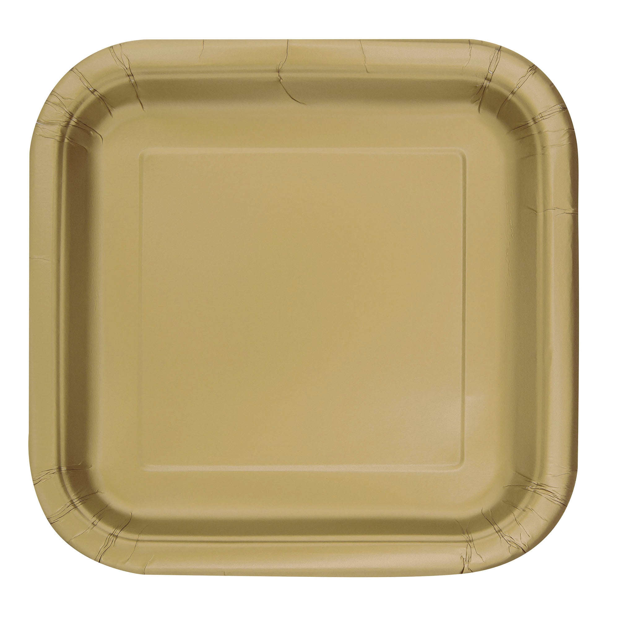 14 Square Paper Plates Gold 9in