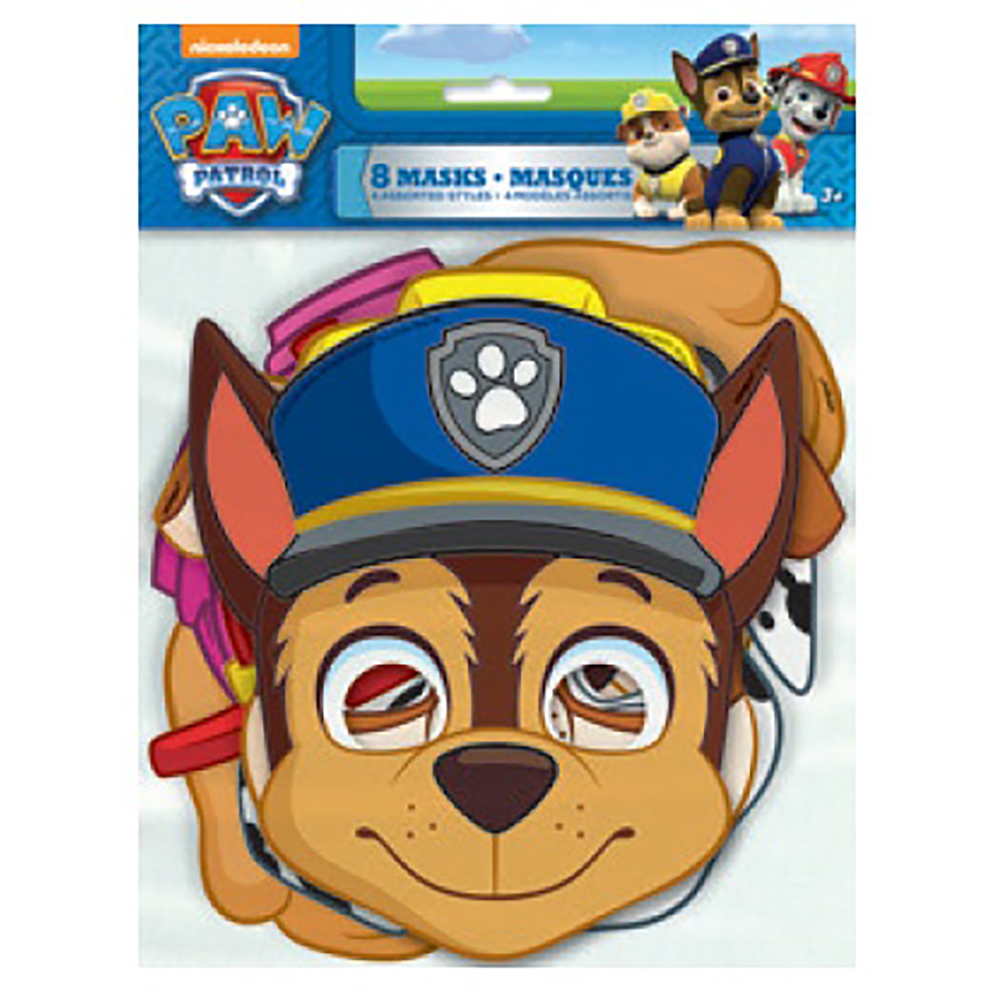 Paw Patrol 8 Paper Masks 4 Assorted Styles