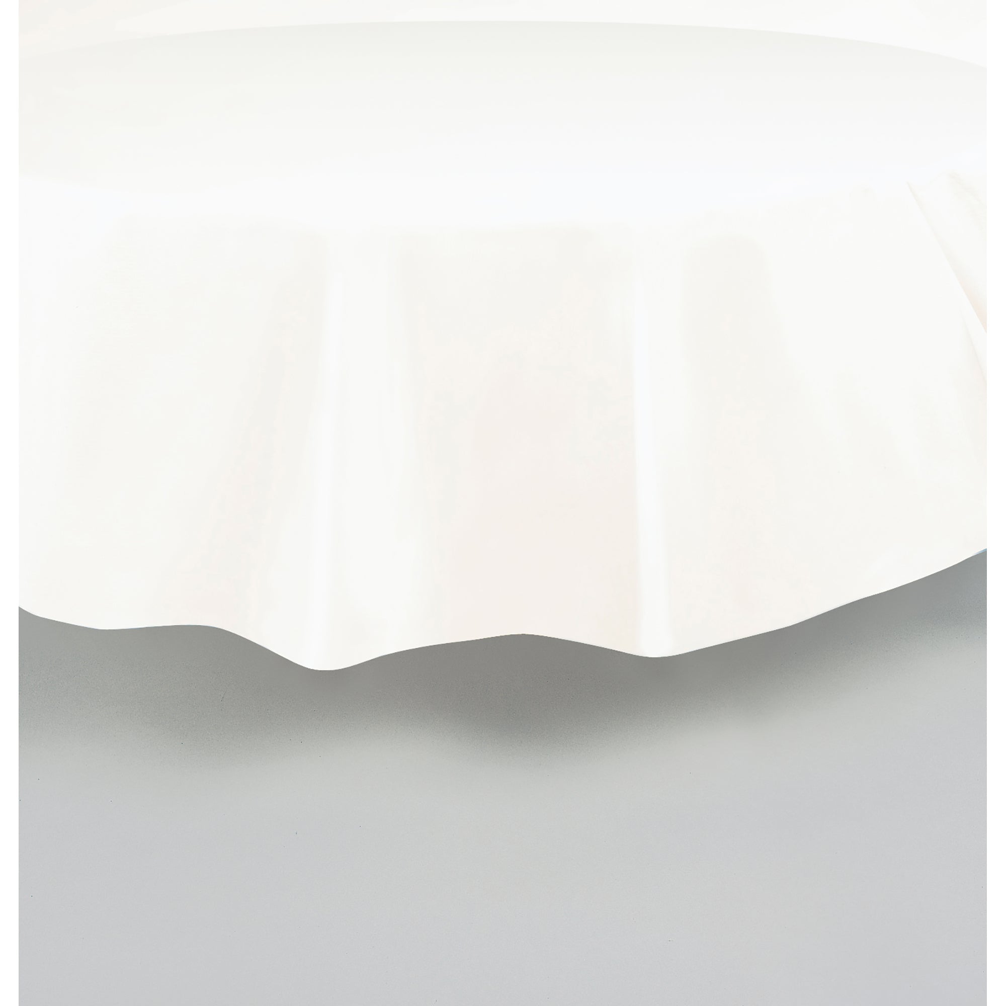 Plastic Round Table Cover White 84in