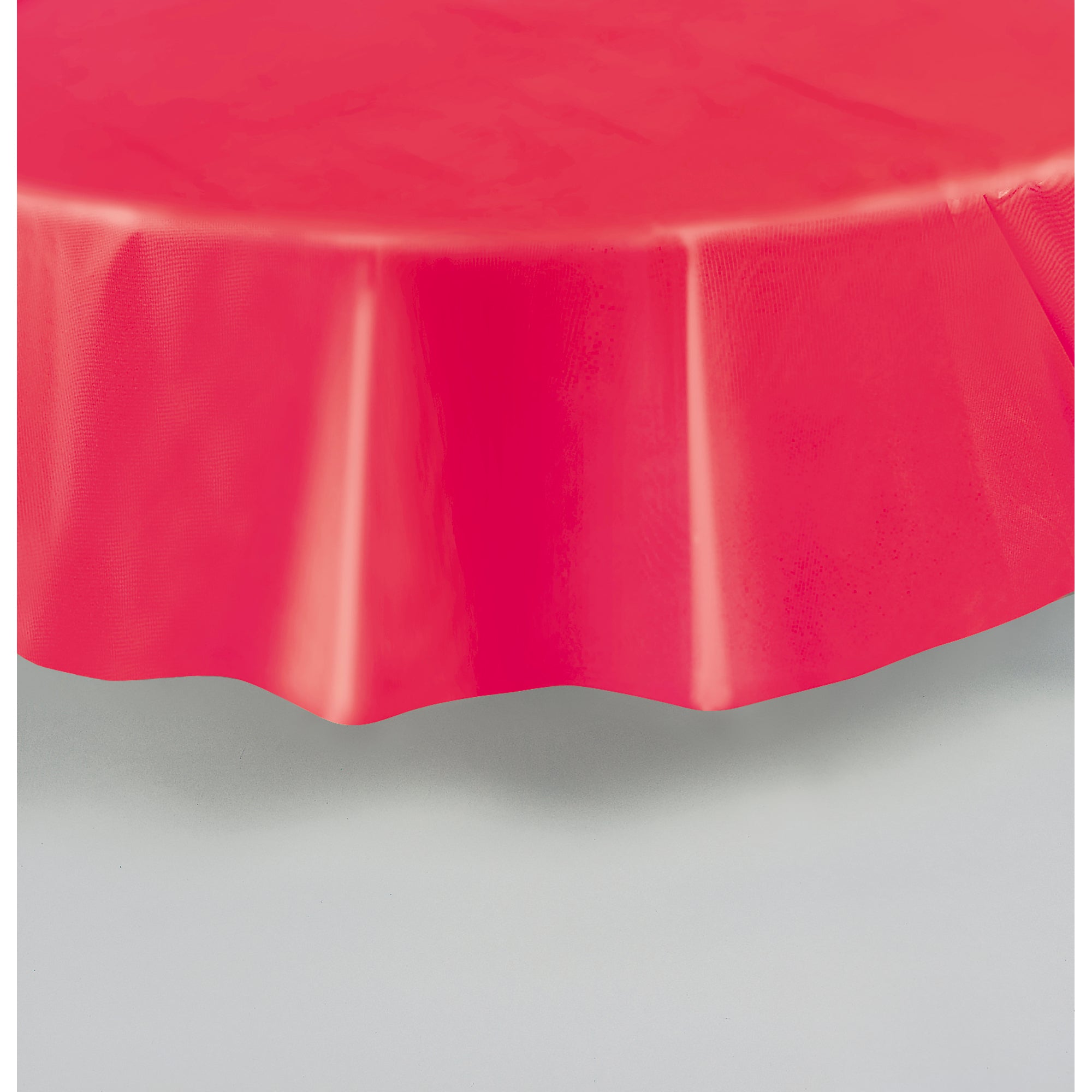 Plastic Round Table Cover Ruby Red 84in