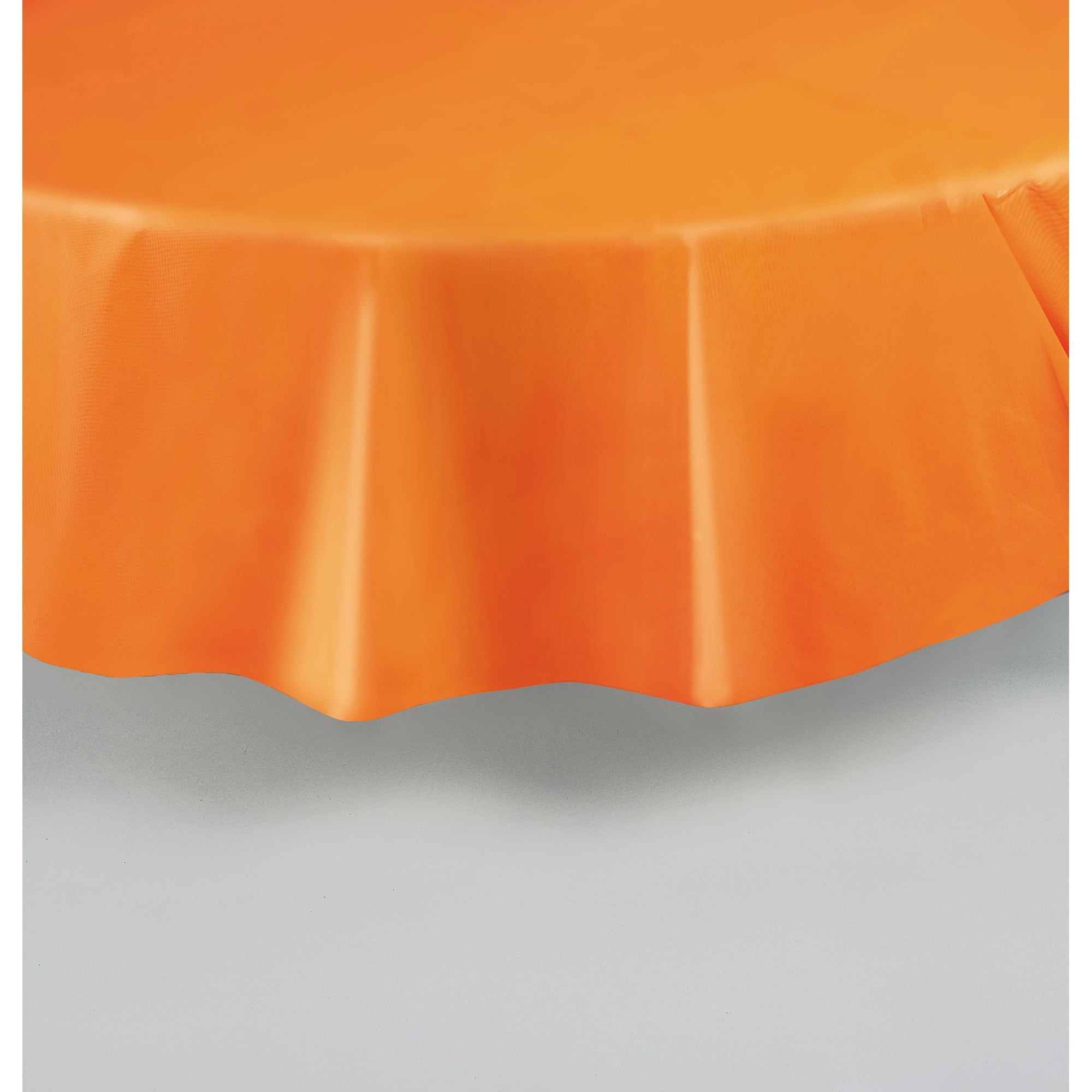 Plastic Round Table Cover Orange 84in