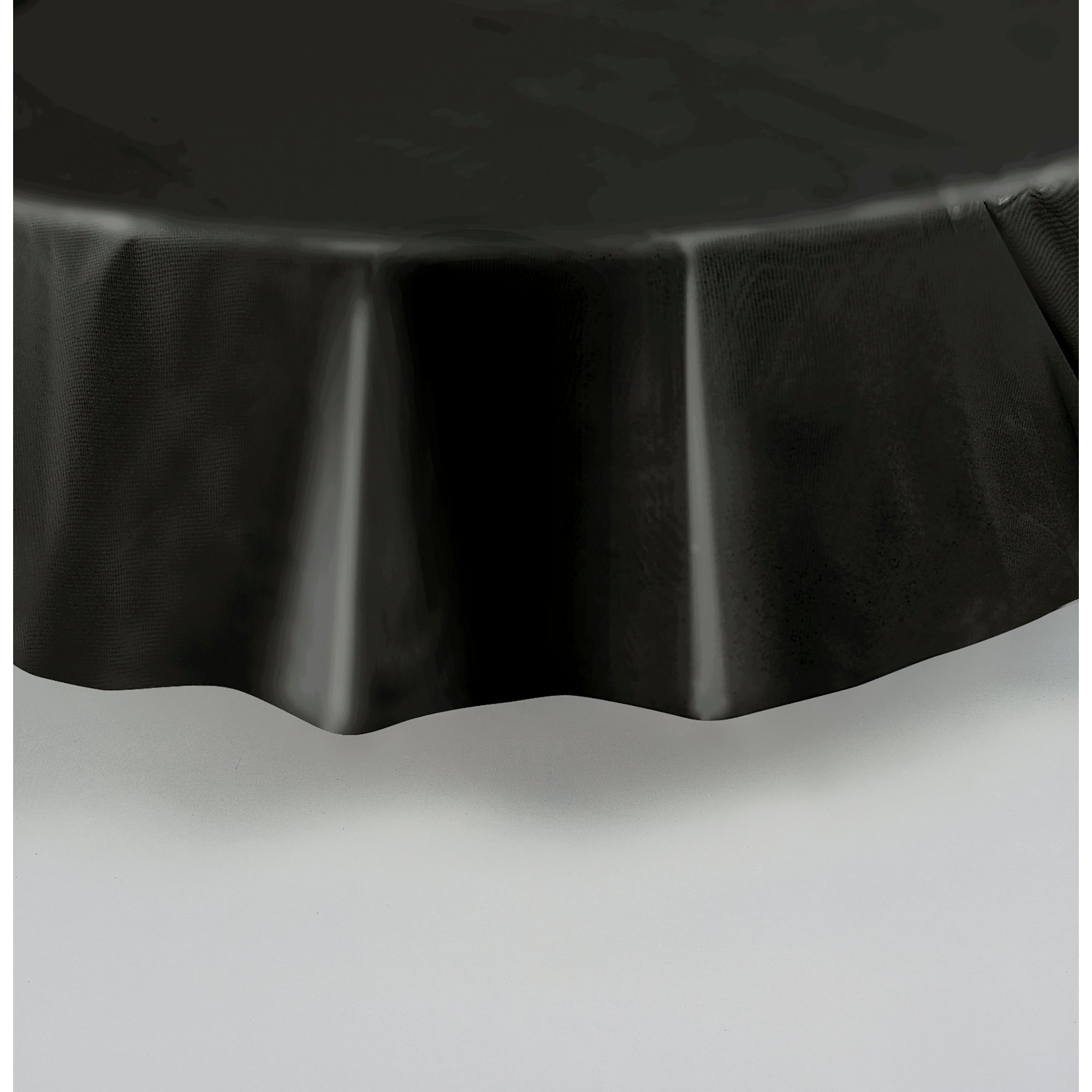 Plastic Round Table Cover Midnight Black 84in