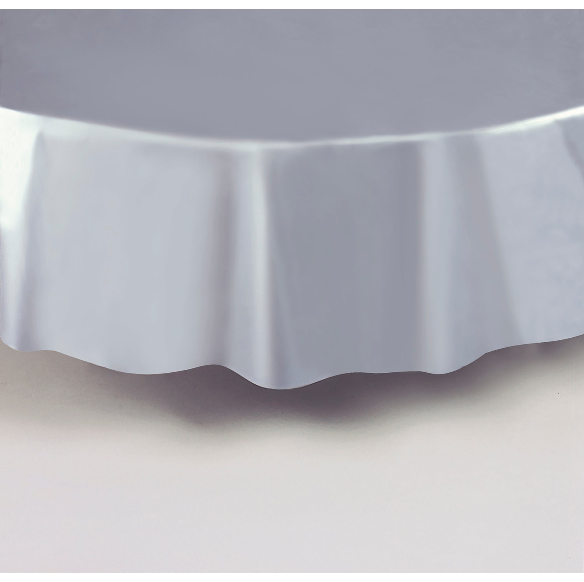 Plastic Round Table Cover Silver 84in 