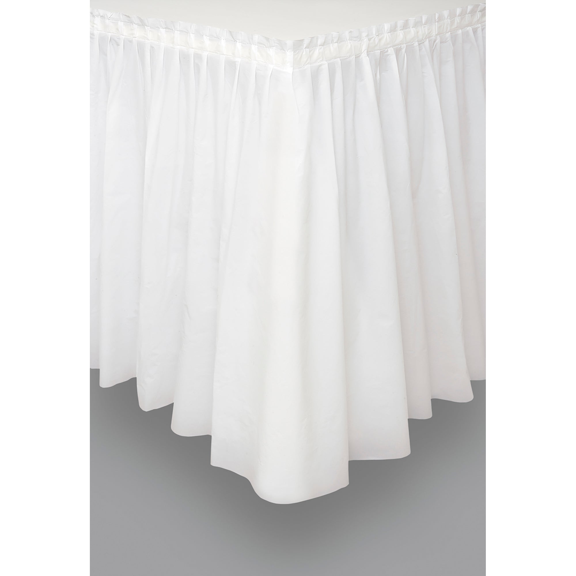 Plastic Tableskirt Bright White with Adhesive Strip Backing 14ft x 29in
