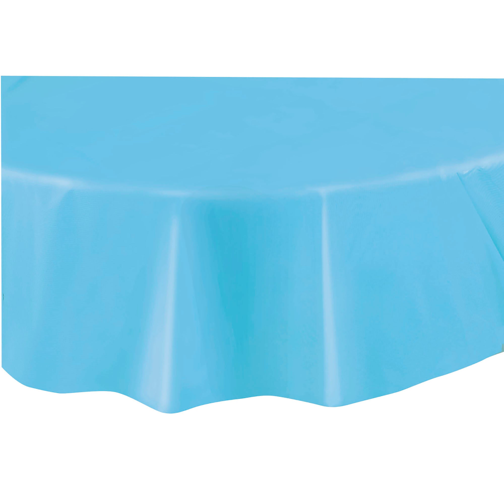 Plastic Round Table Cover Powder Blue 84in
