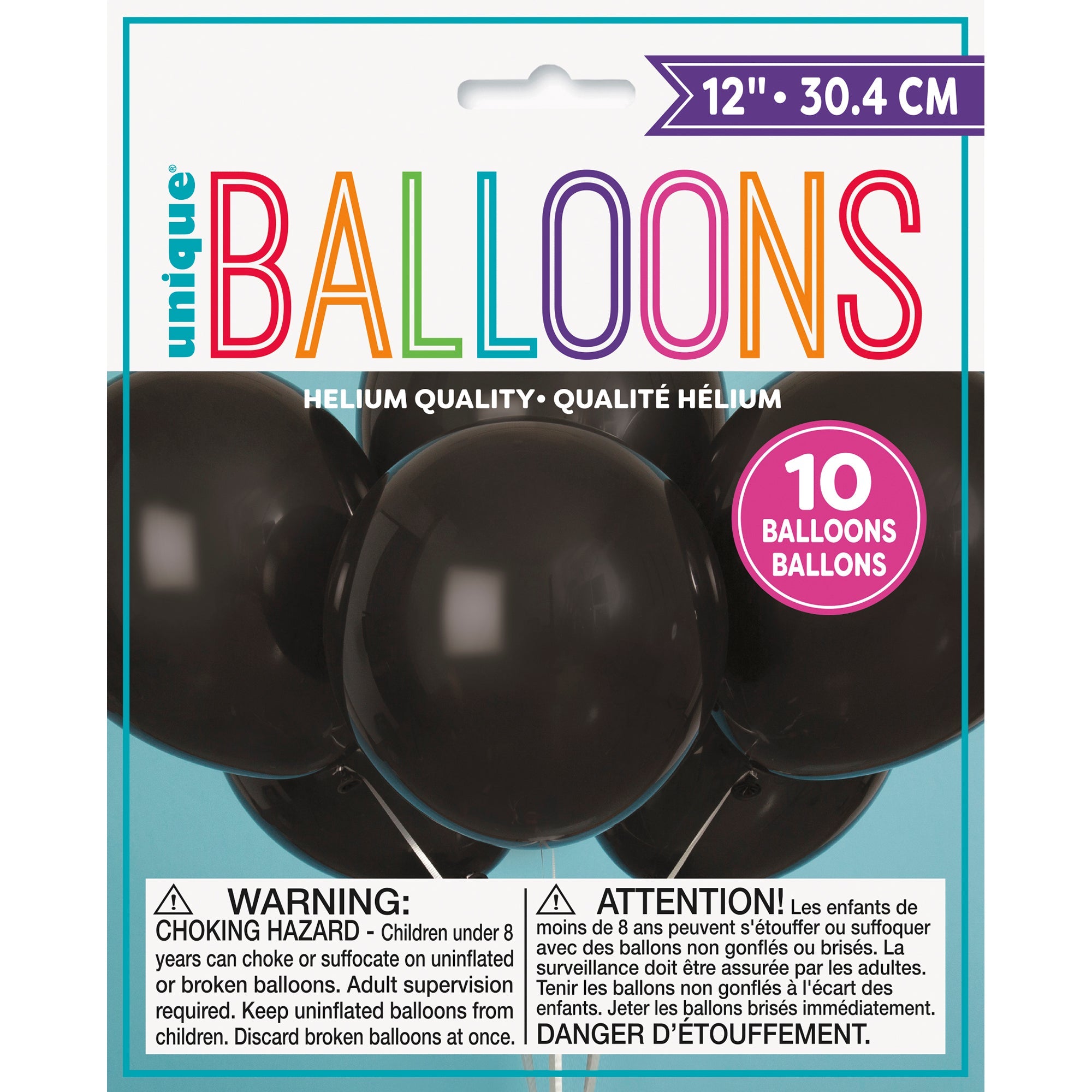 10 Latex Balloons 12in Jet Black 