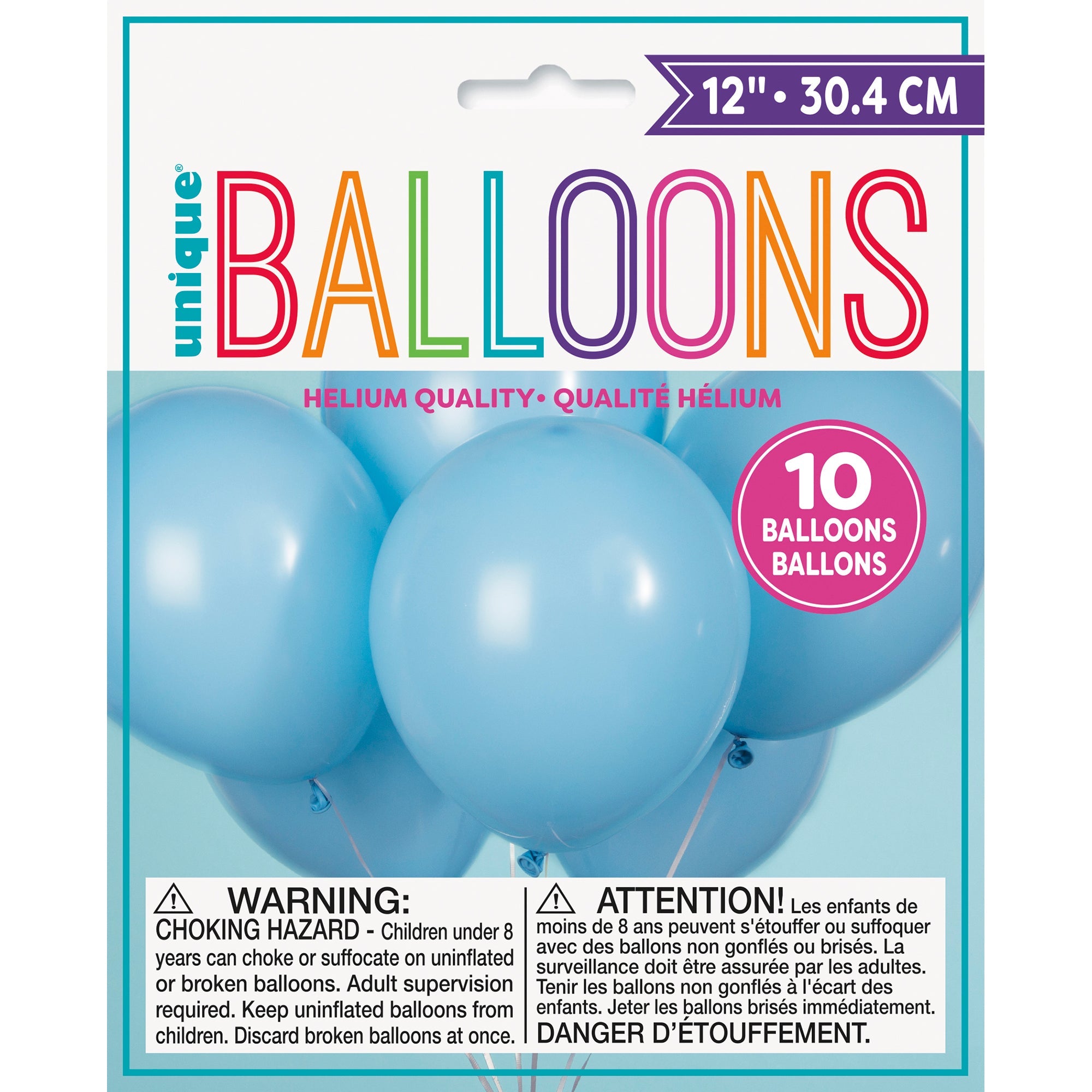 10 Latex Balloons 12in Baby Blue 
