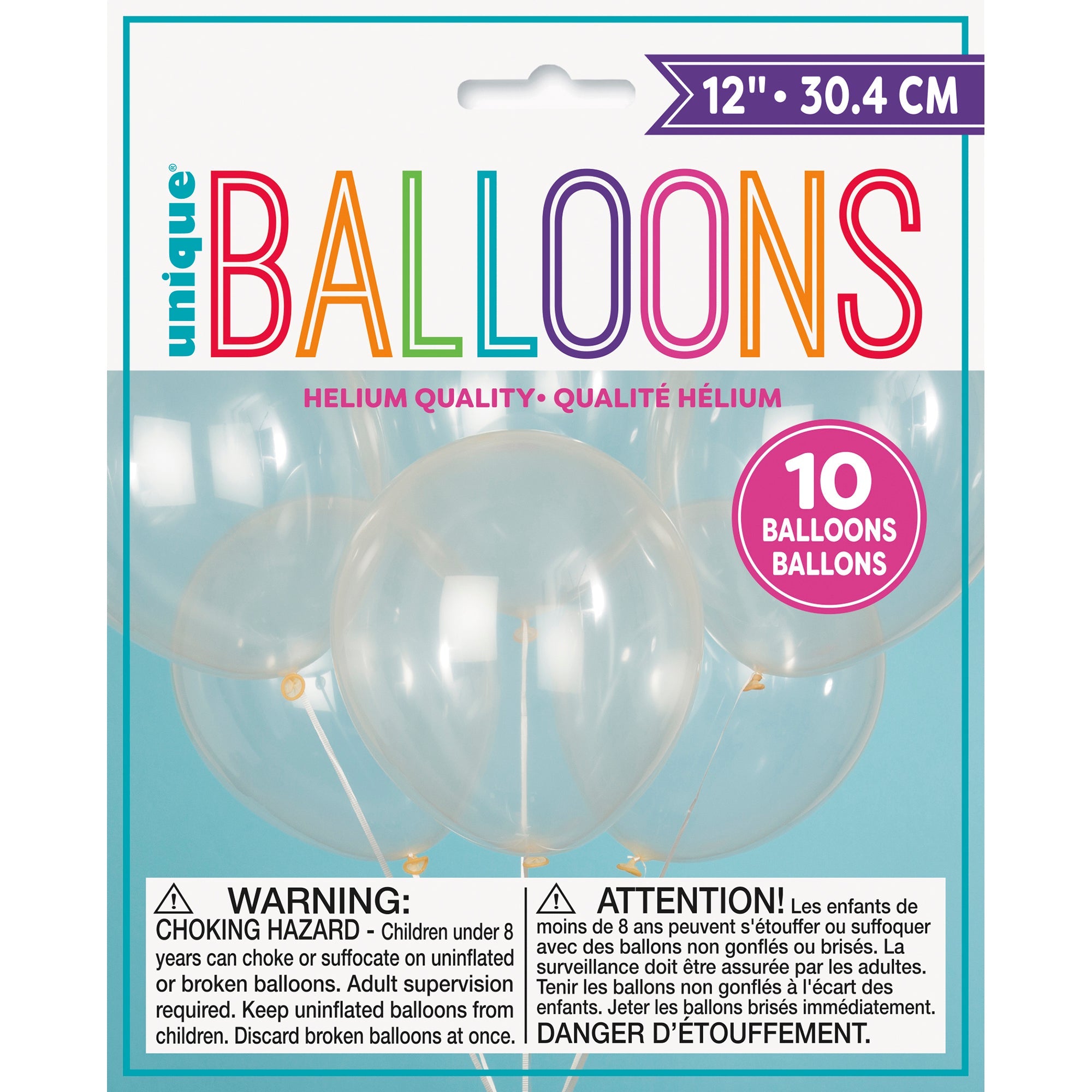 10 Latex Balloons 12in Clear 
