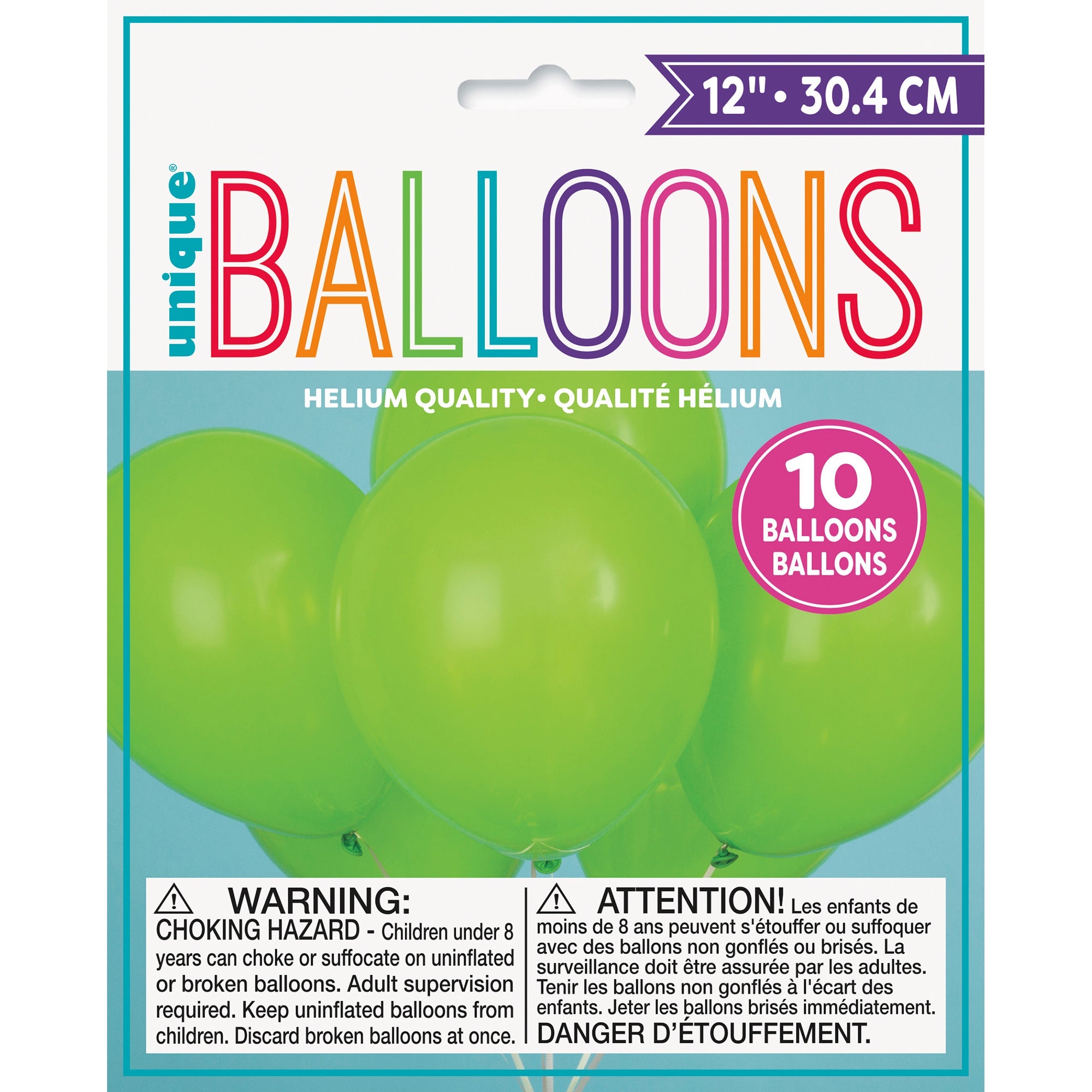 10 Latex Balloons 12in Lime Green 