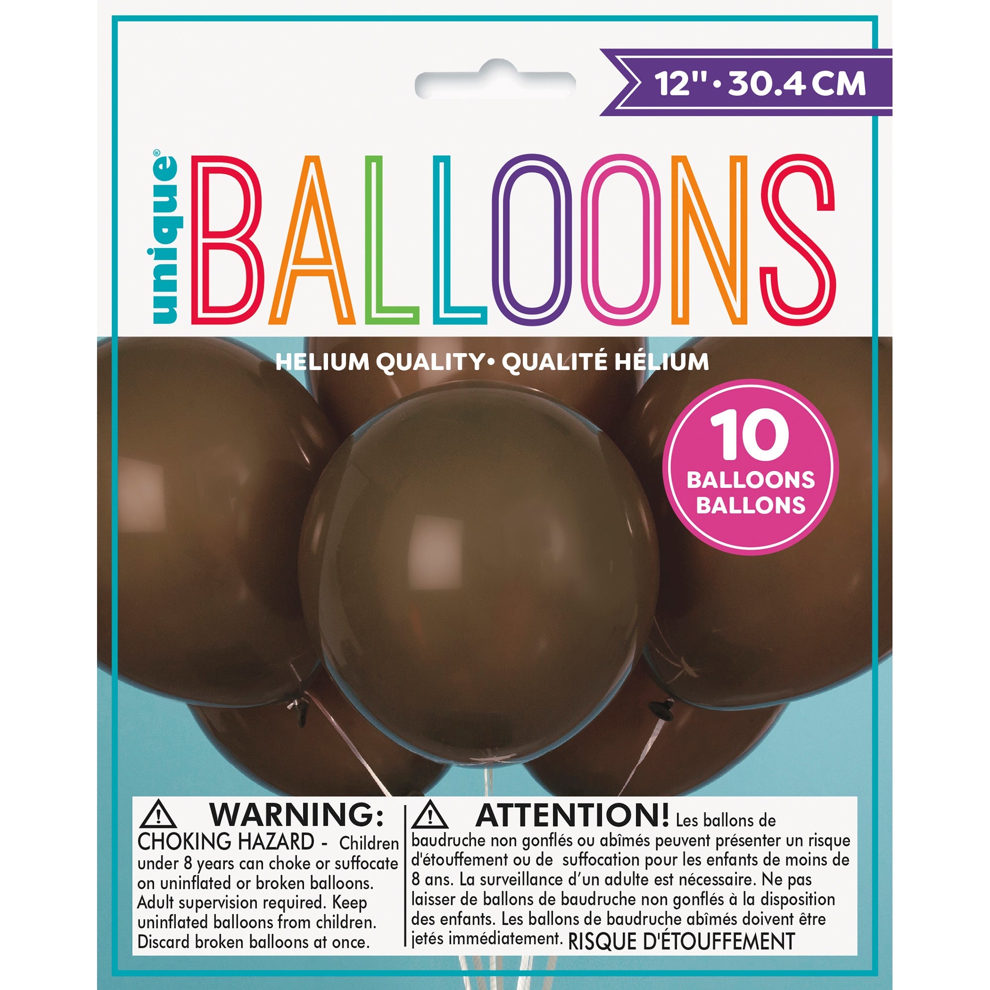 10 Latex Balloons 12in Brown 