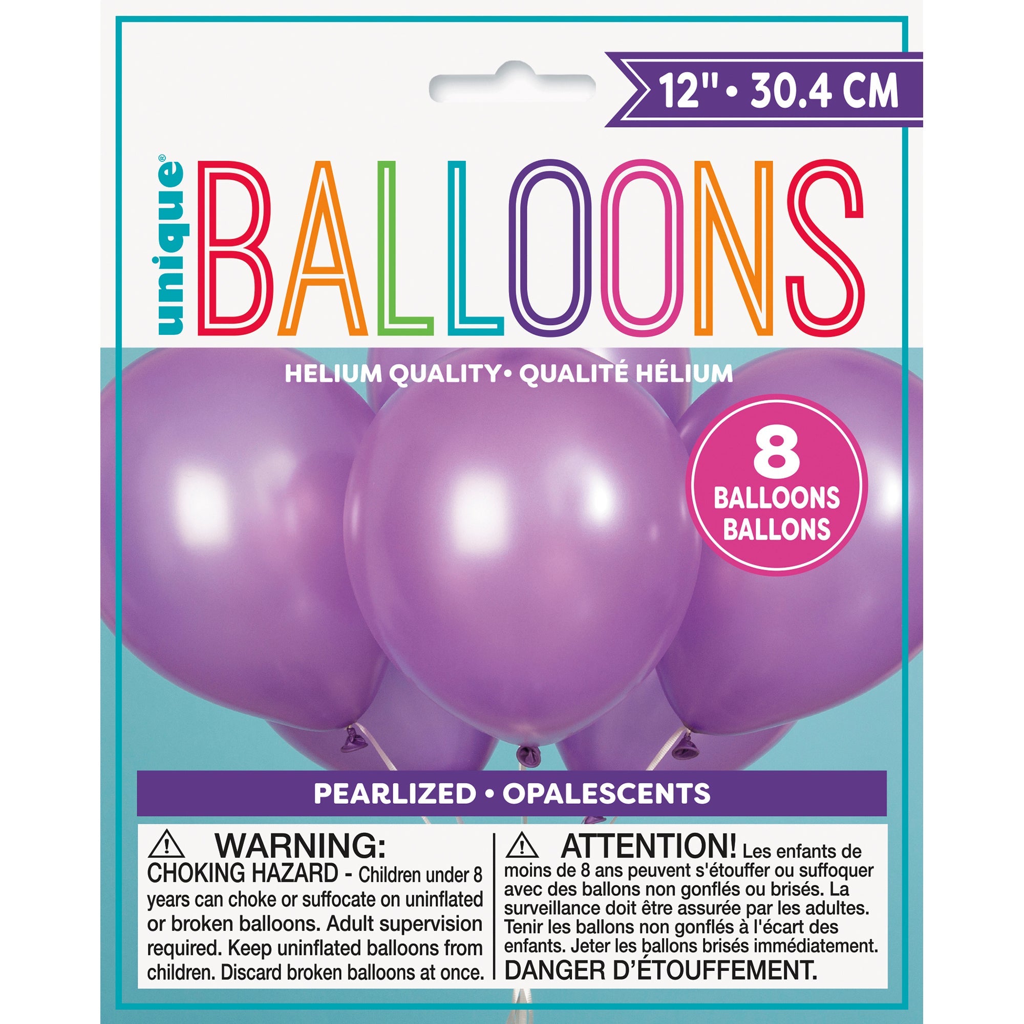 8 Latex Pearlized Balloons 12in Dusty Lavender 