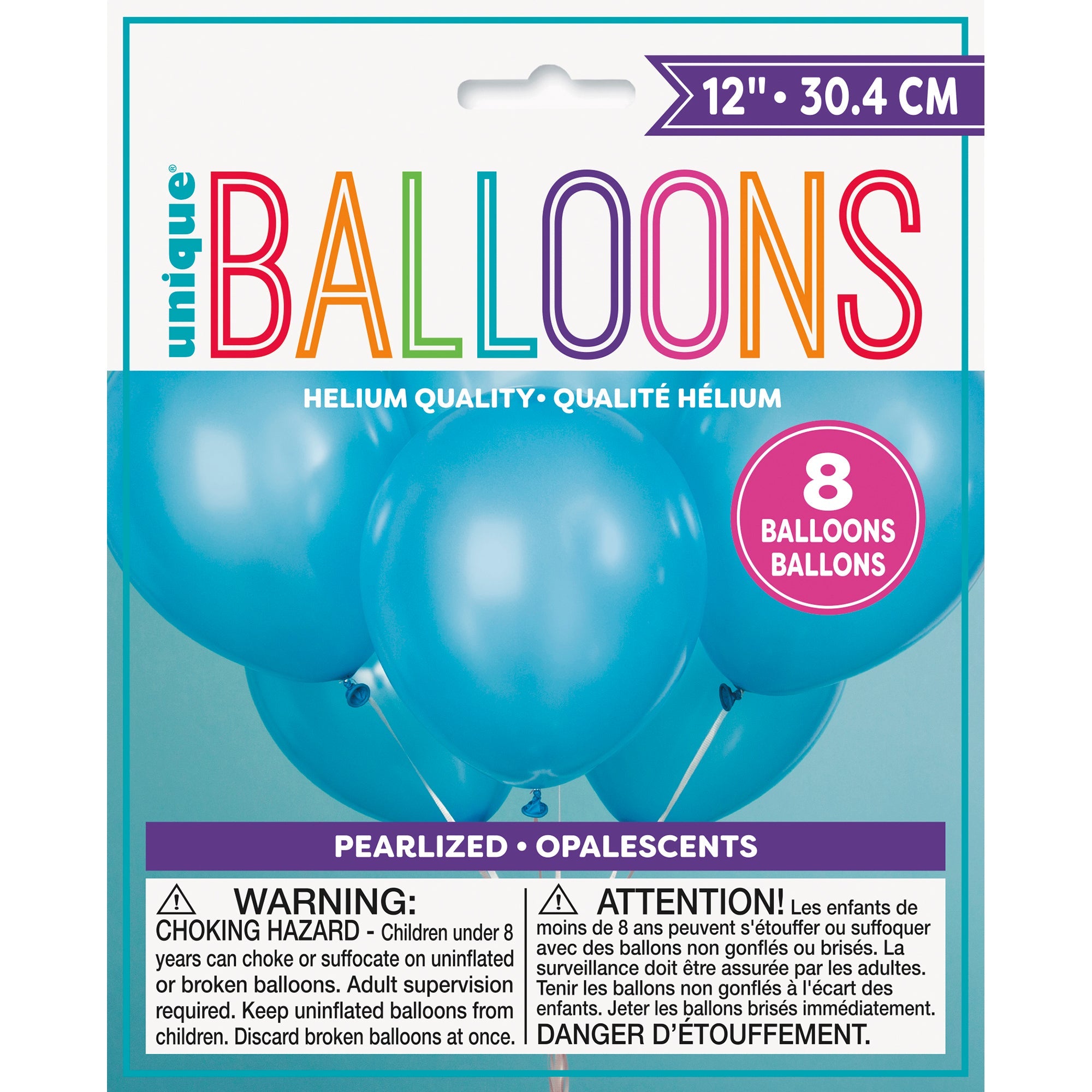 8 Latex Pearlized Balloons 12in Powder Blue 