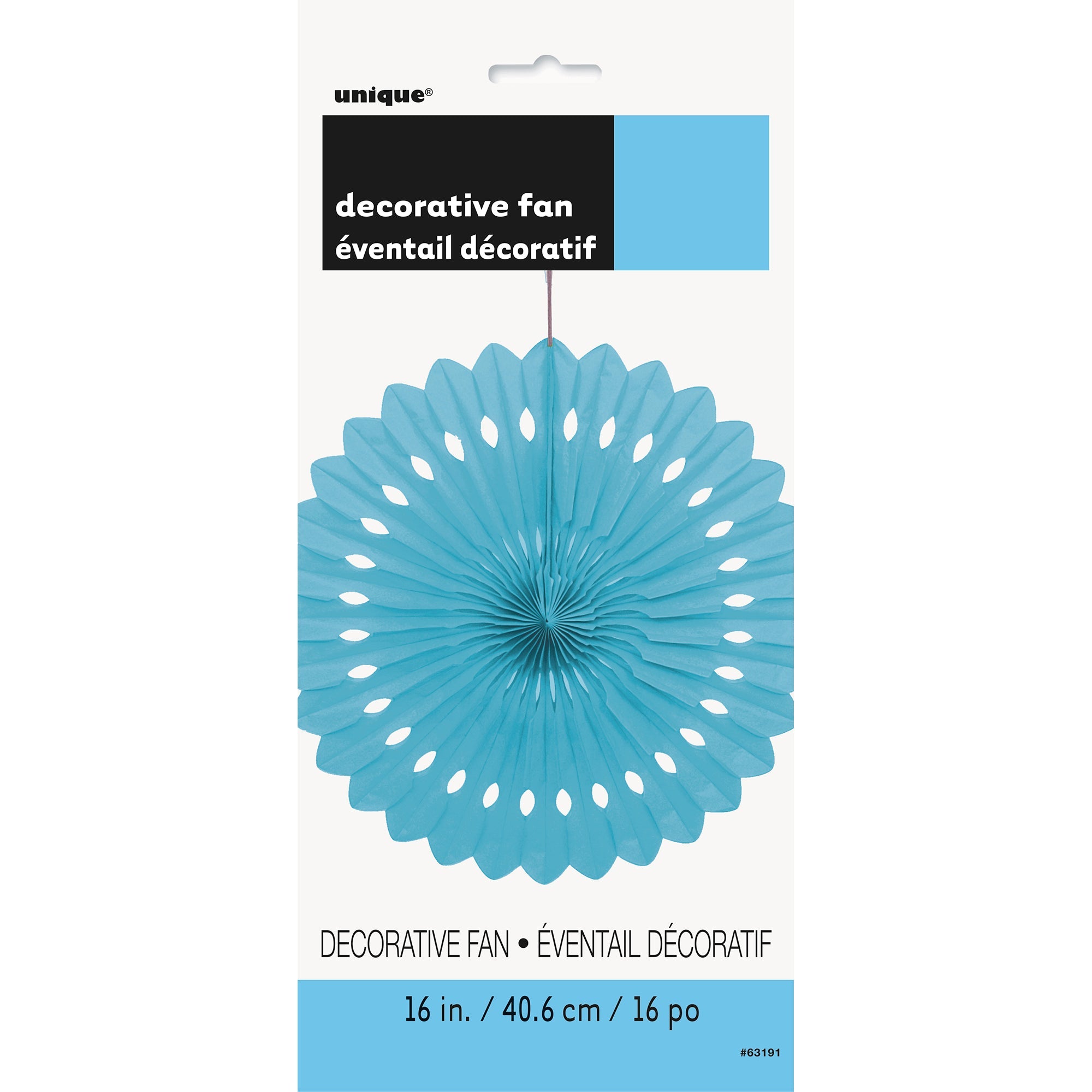 Decorative Fan Powder Blue Tissue 16in