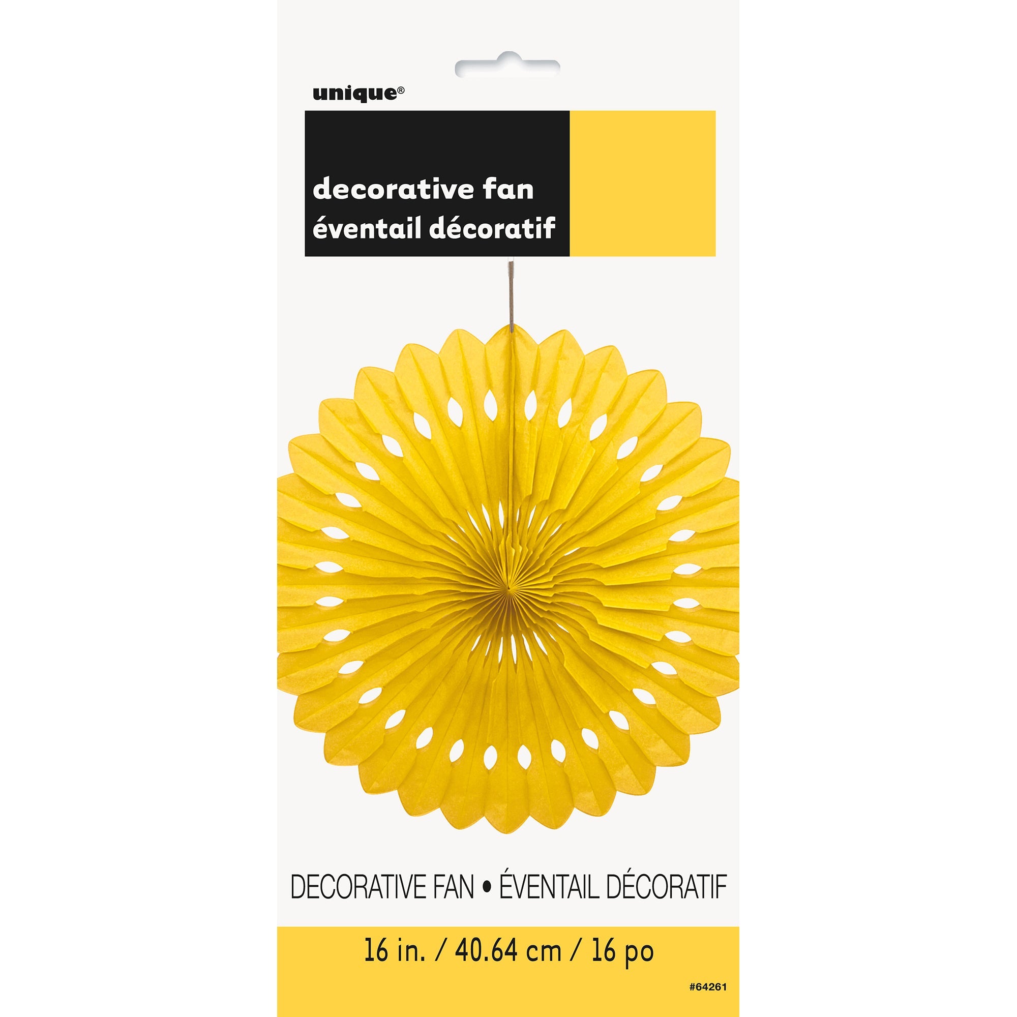 Decorative Fan Yellow Tissue 16in