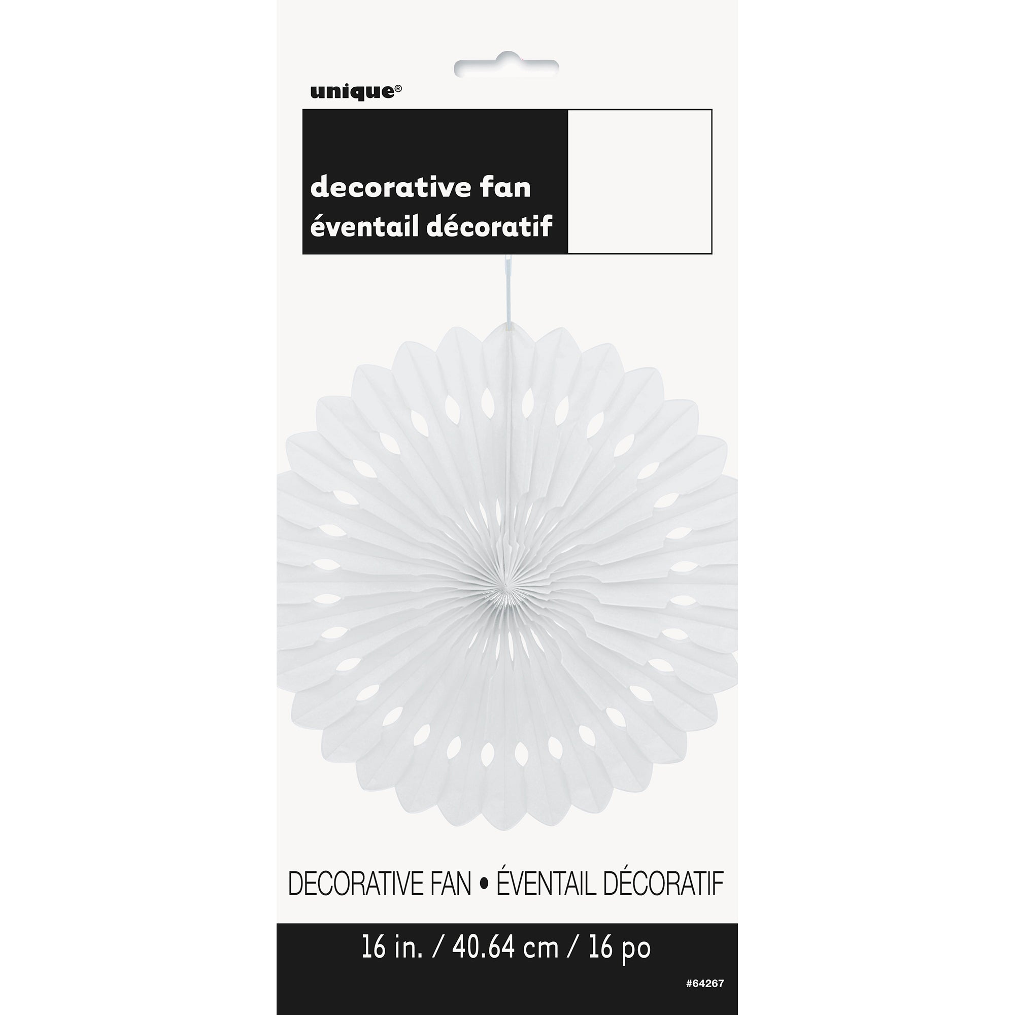 Decorative Fan White Tissue 16in