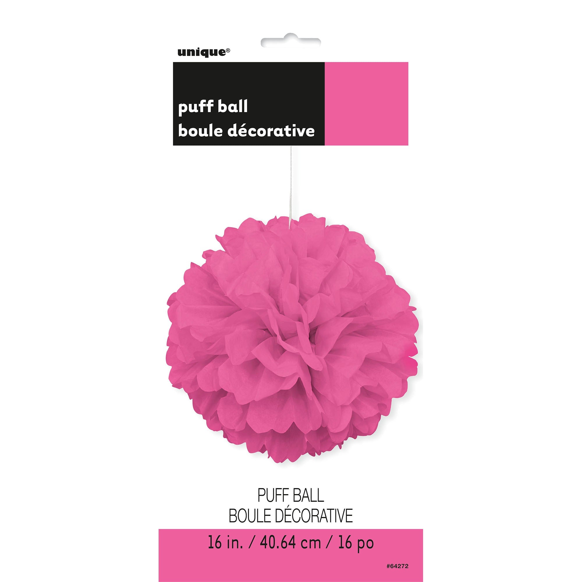 Puff Ball Hot Pink Tissue 16in