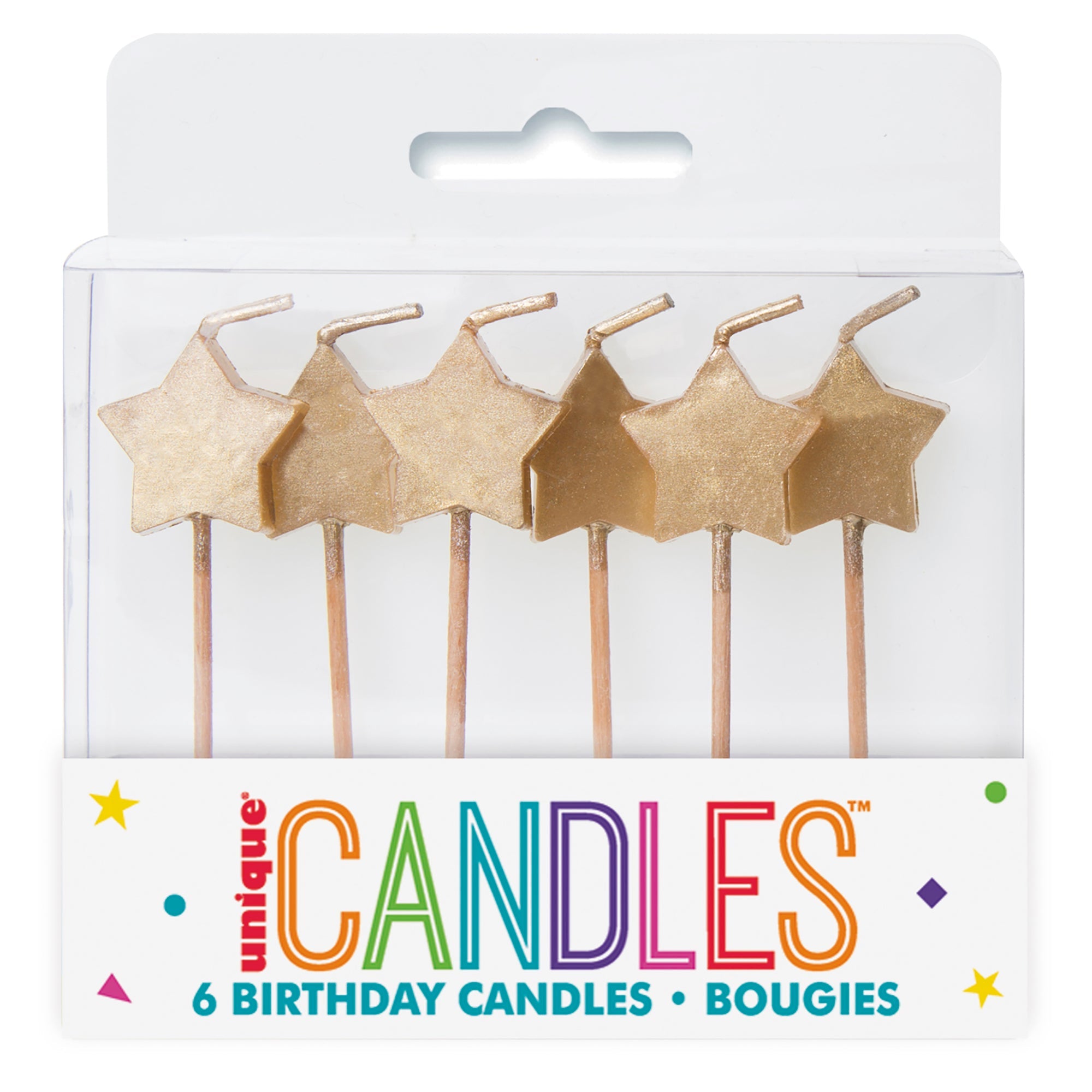 Twinkle Little Star 6 Gold Star Pick Birthday Candles 3in