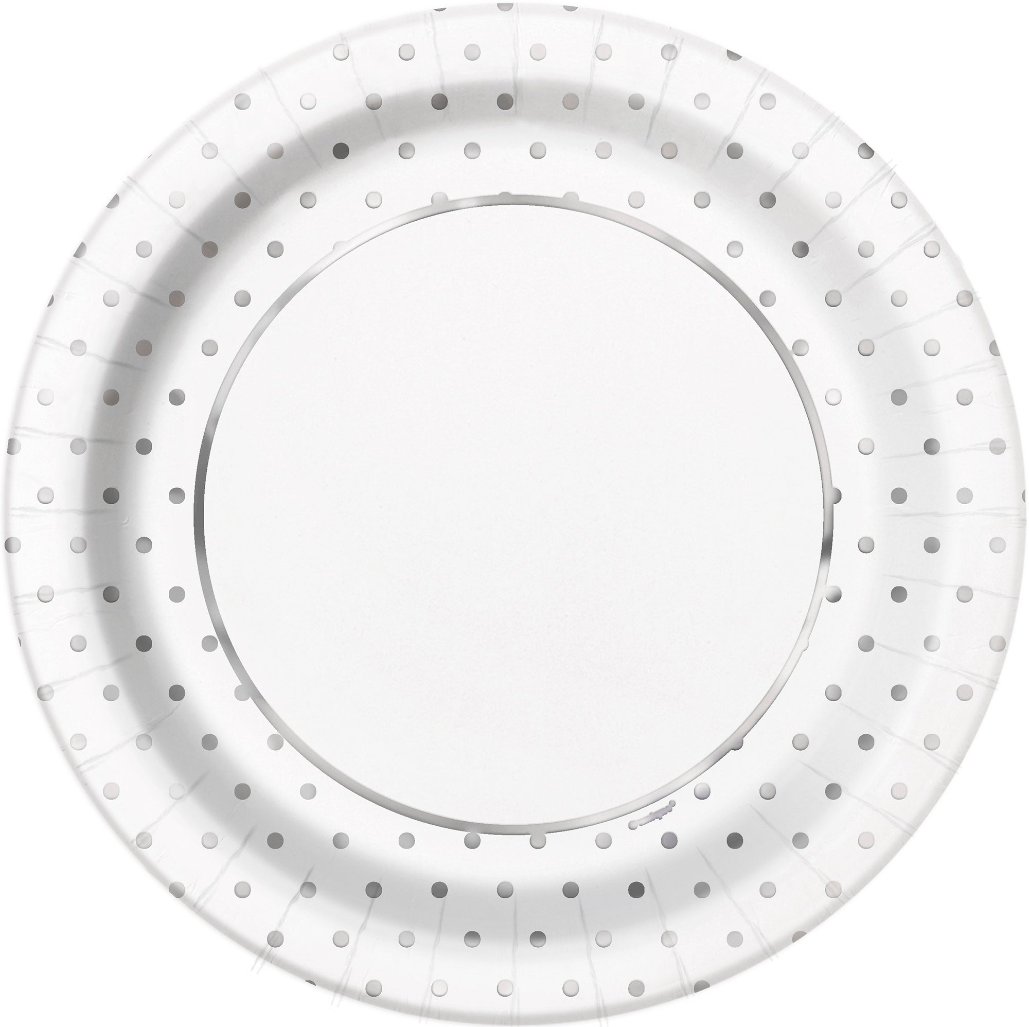 Elegant Silver Dots 8 Round Paper Plates 9in