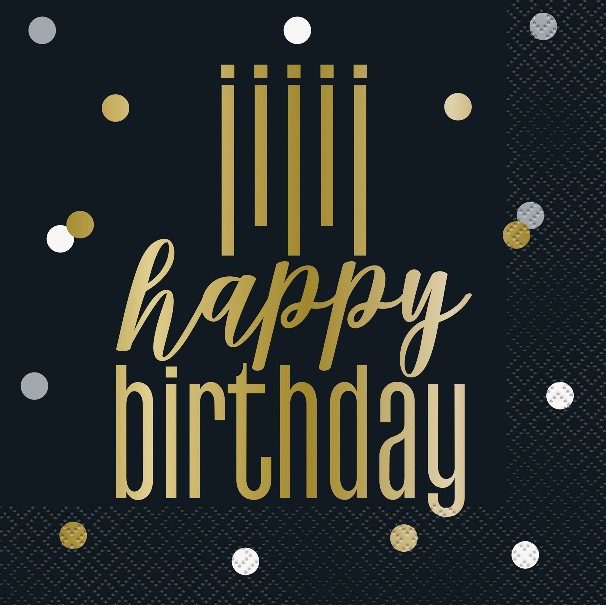 Metallic Happy Birthday 16 Luncheon Napkins 12.75x12.75in
