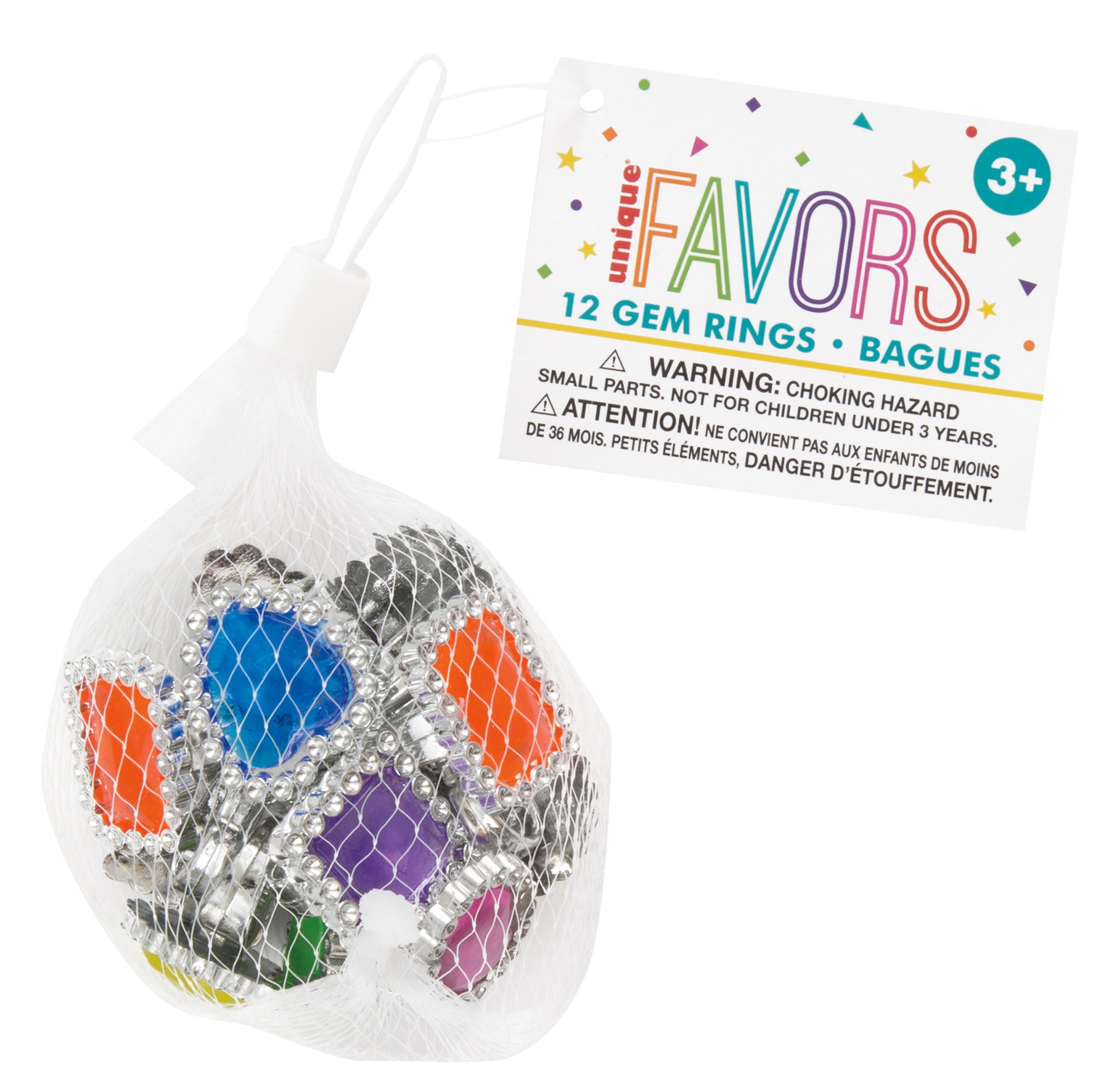 12 Gem Rings Plastic
