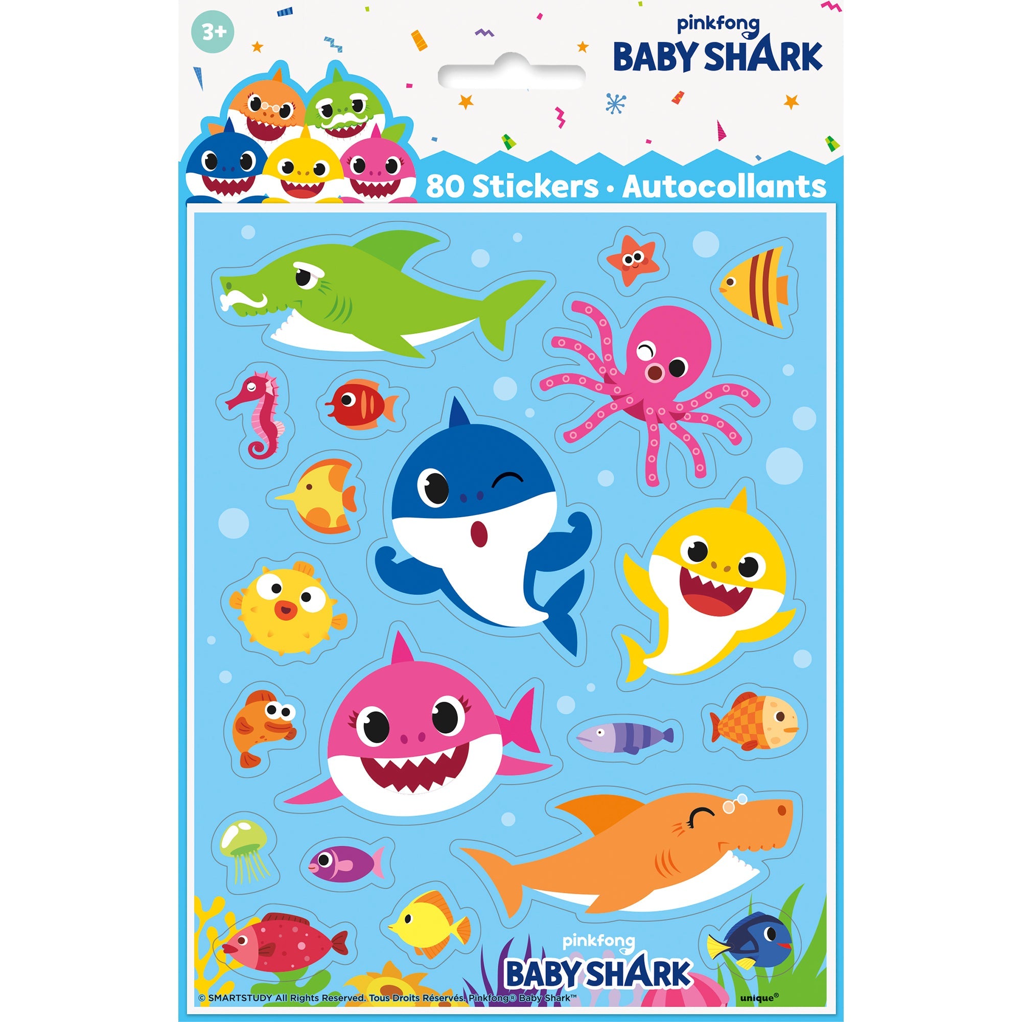 Baby Shark Stickers 4 Sheets