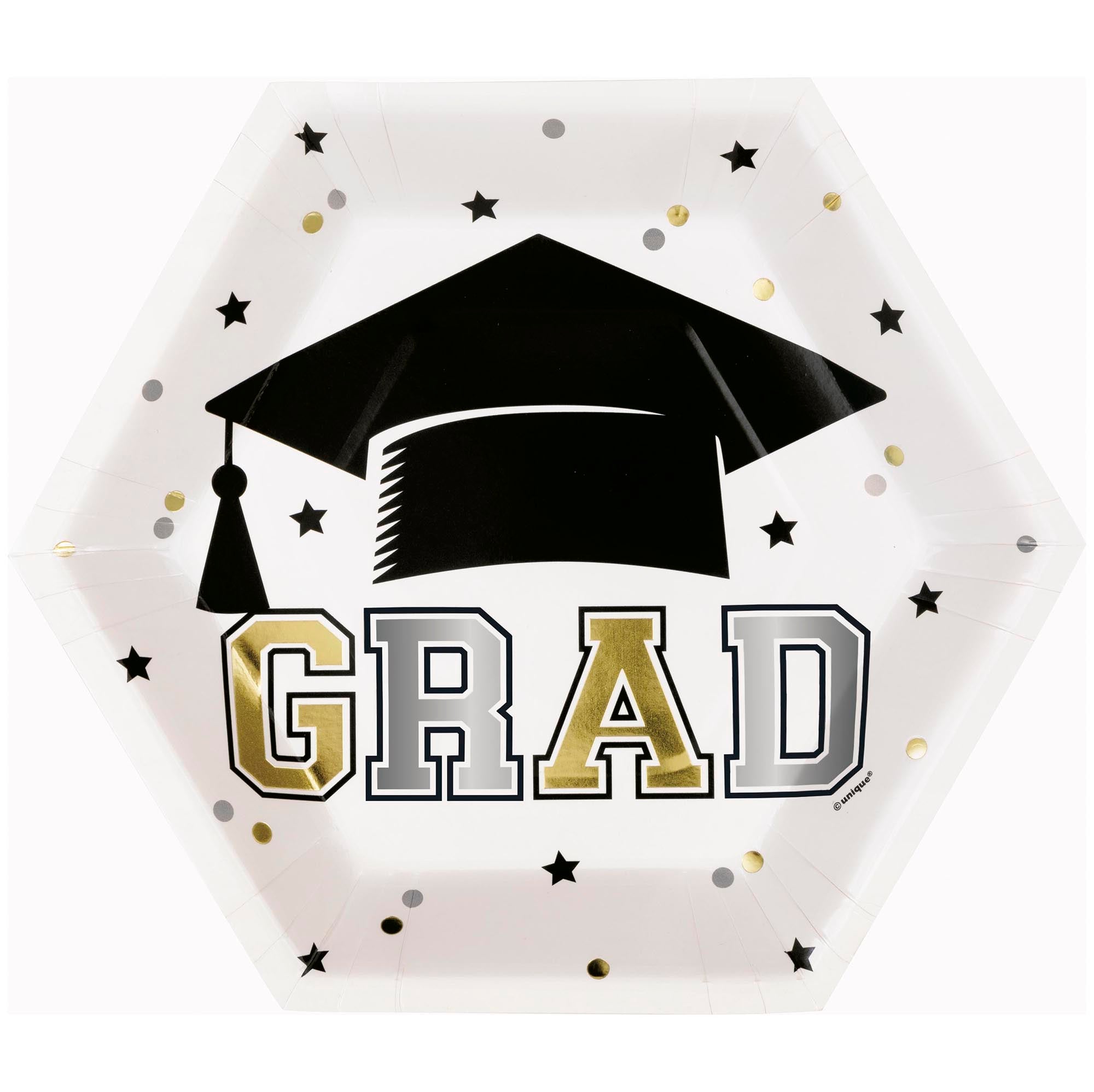 Grad 8 Hexagon Shaped Plates with Foil 9.25in
