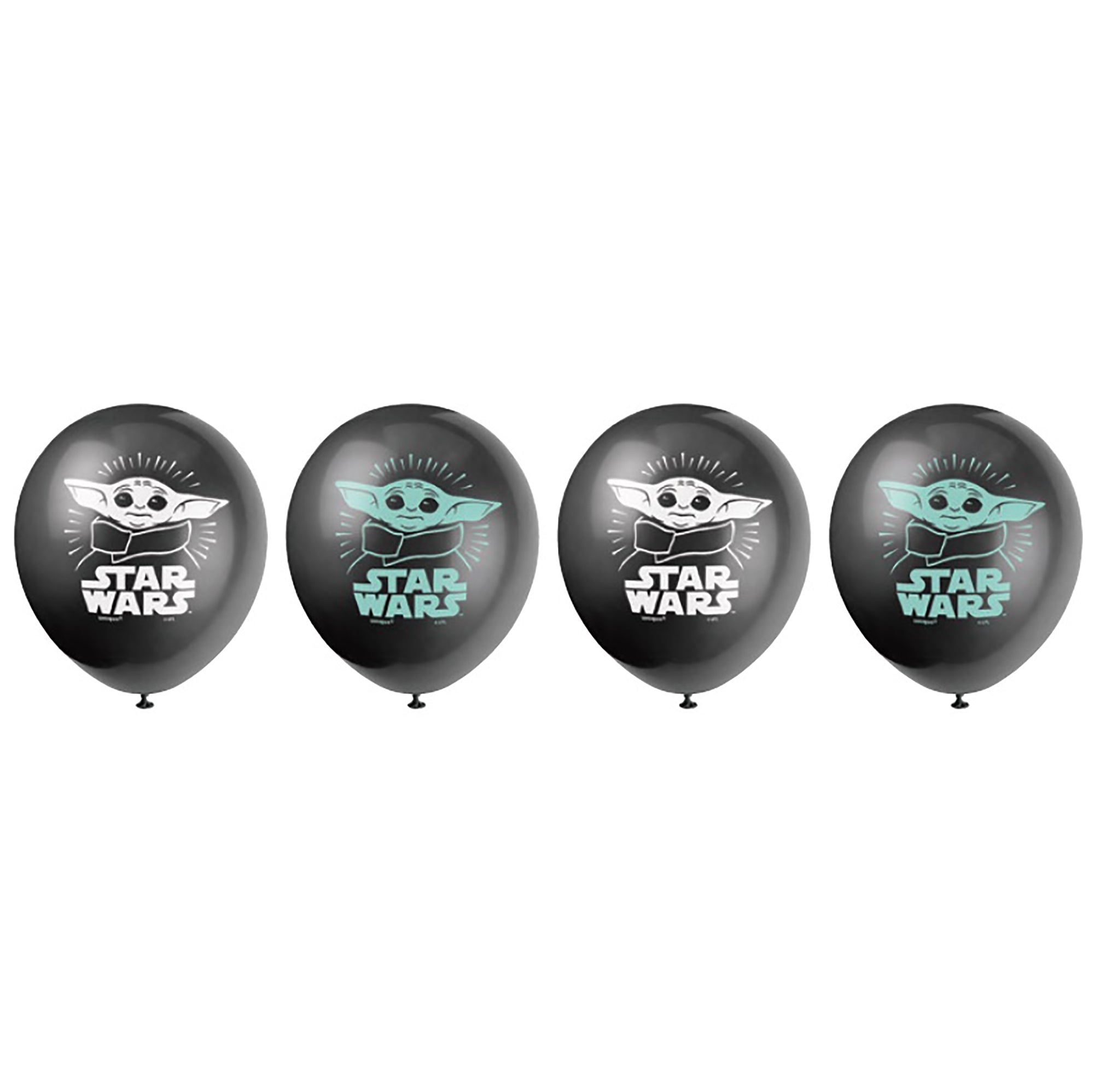 Baby Yoda 8 Black Printed Latex Balloons 12in