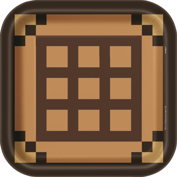Minecraft 8 Square Paper Plates 9in