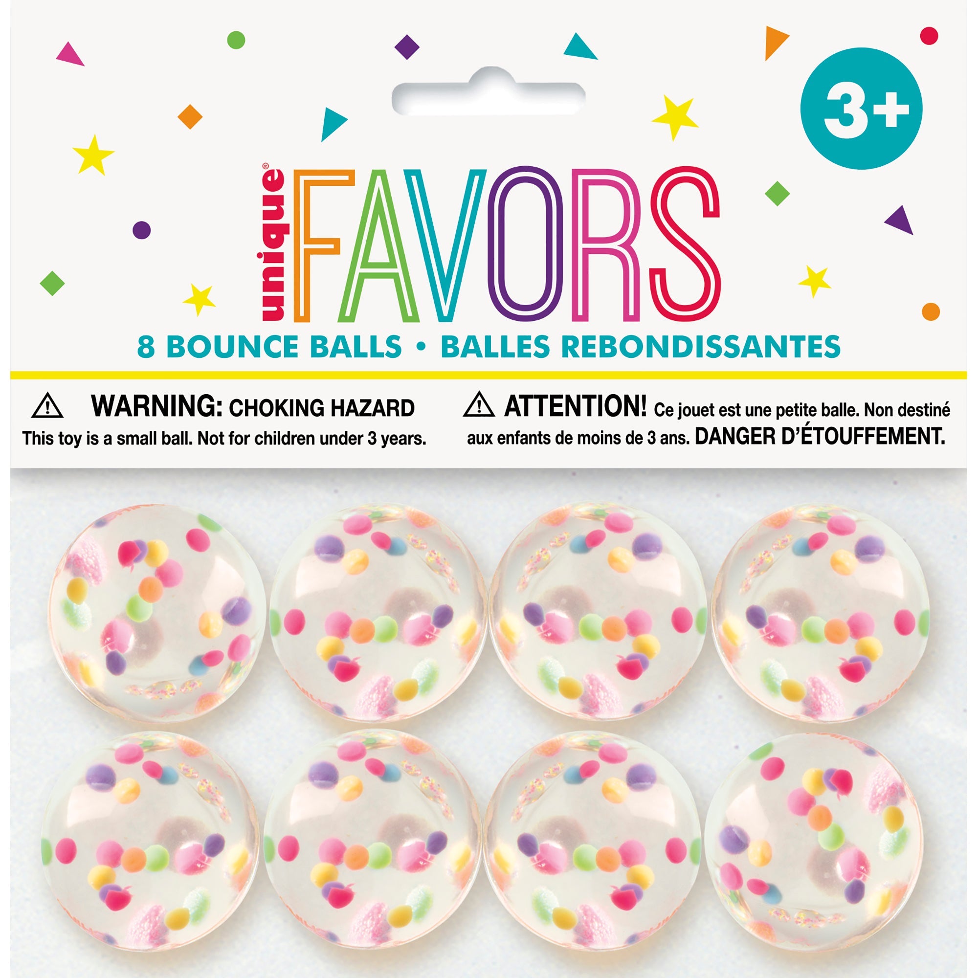 8 Confetti Filled Bounce Balls 1.3in