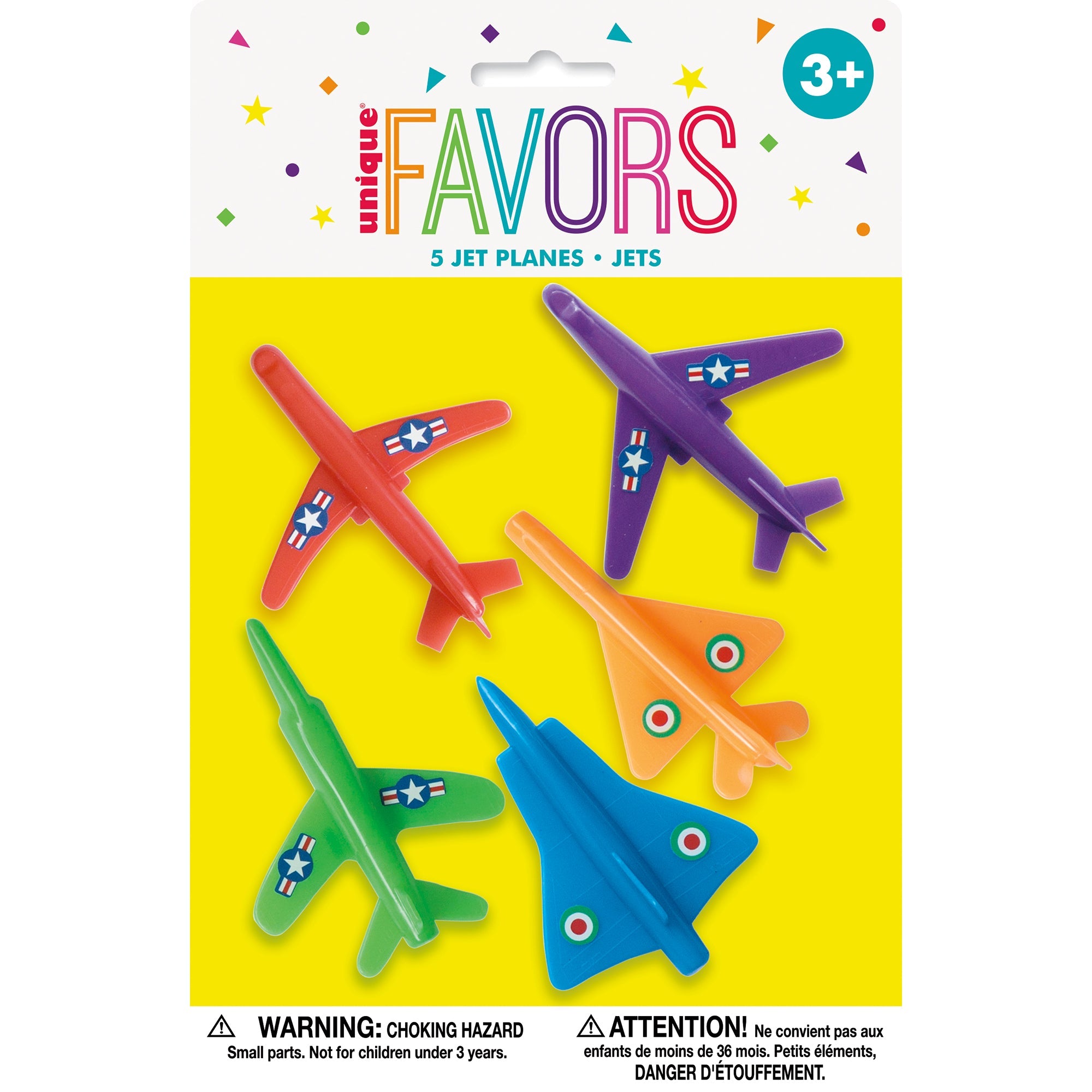 5 Jet Planes Plastic 3in