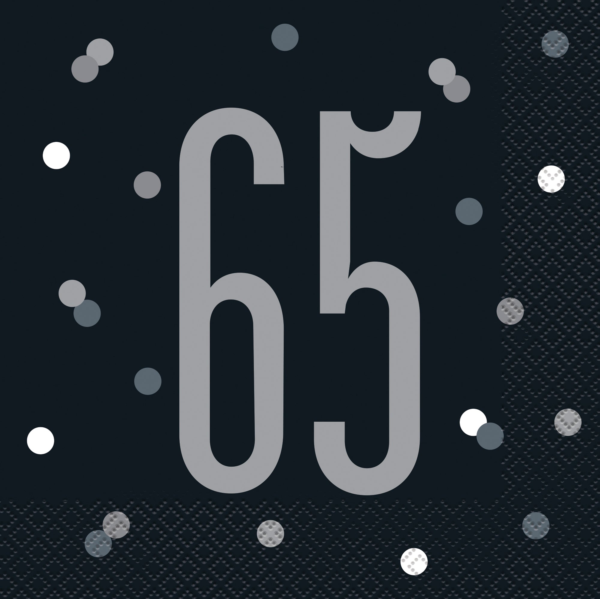 Age 65 Black 16 Luncheon Napkins  12.75x12.75in