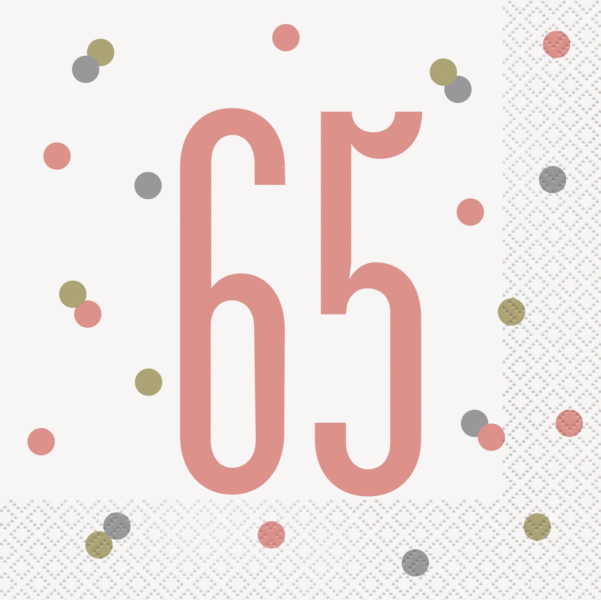 Age 65 Pink 16 Luncheon Napkins 12.75x12.75in